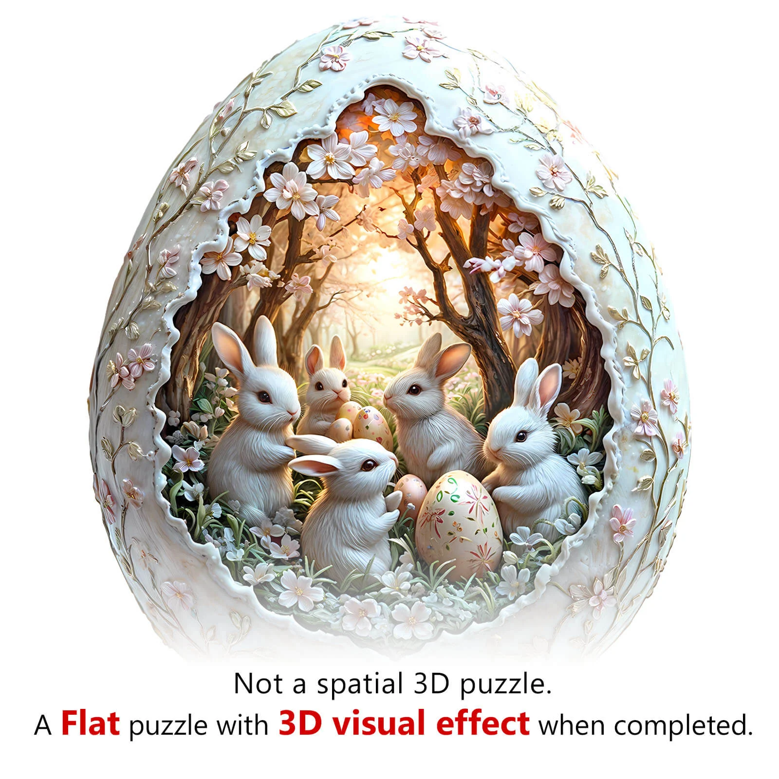 3D Eggshell world Easter-2 Wooden Jigsaw Puzzle - Image 9