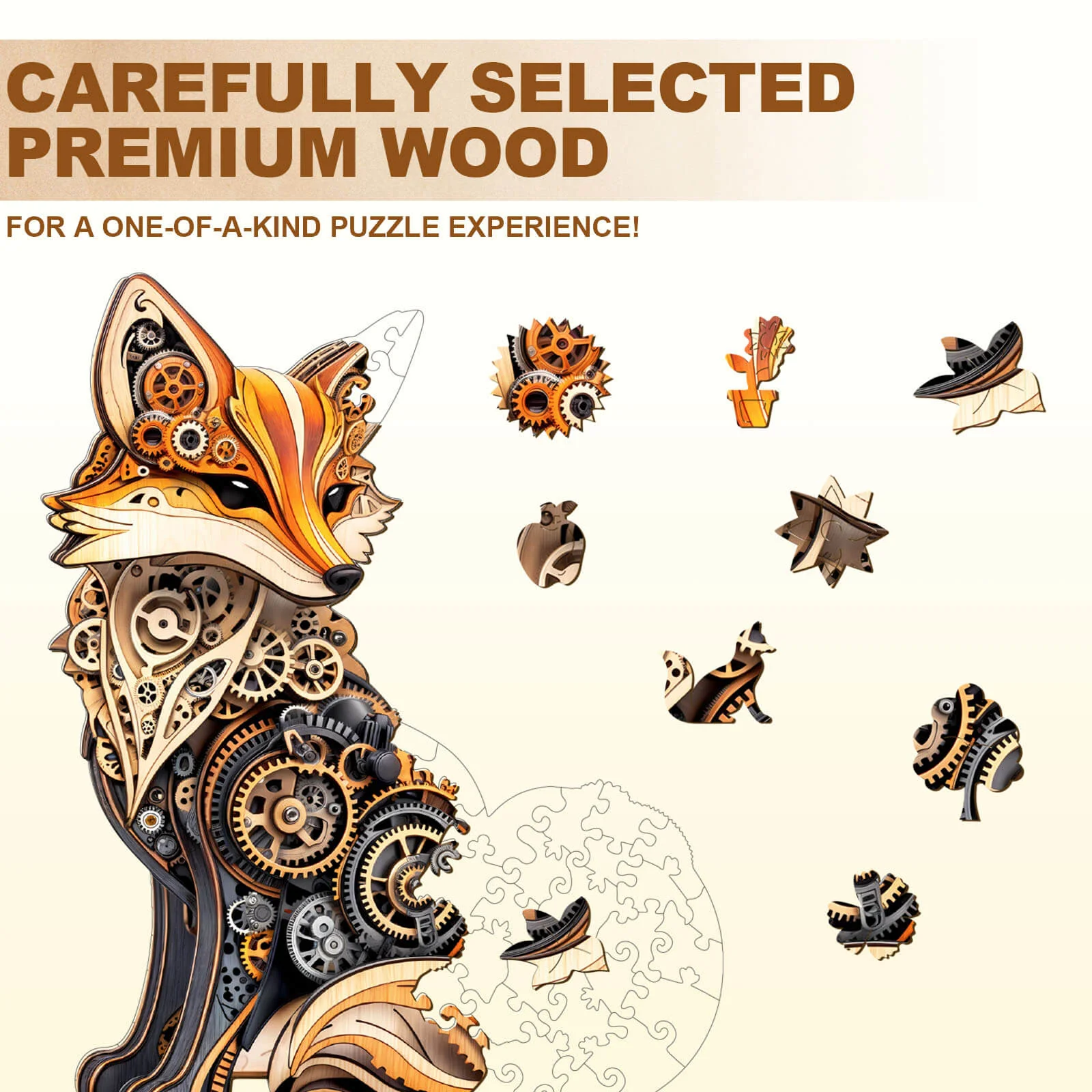 3D Gear fox Wooden Jigsaw Puzzle - Image 3