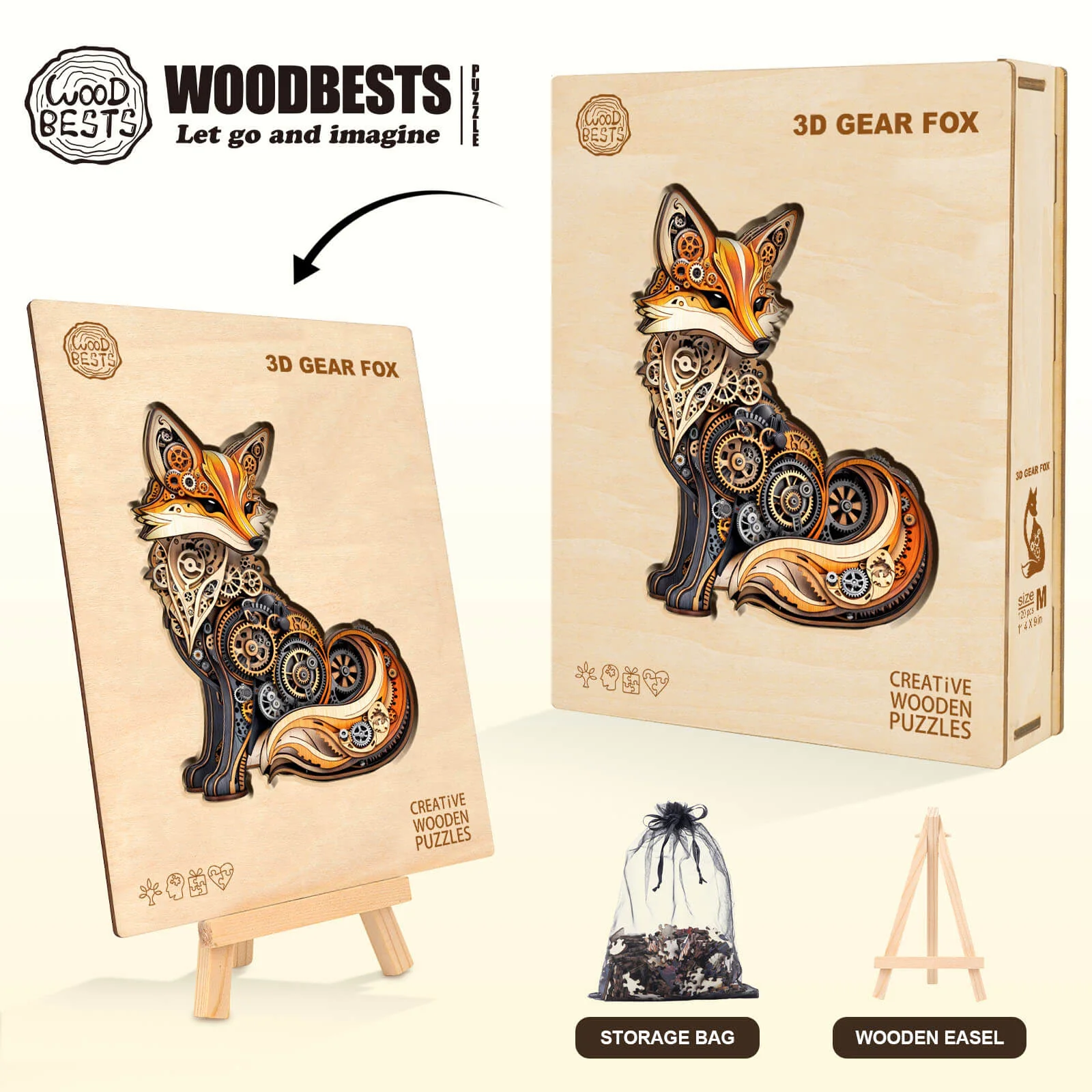 3D Gear fox Wooden Jigsaw Puzzle - Image 6