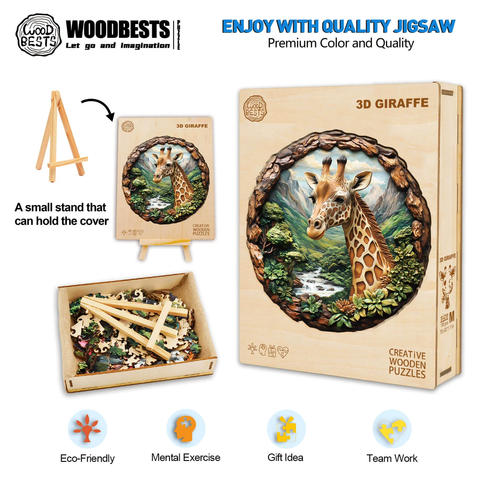 3D Giraffe Wooden Jigsaw Puzzle - Image 6
