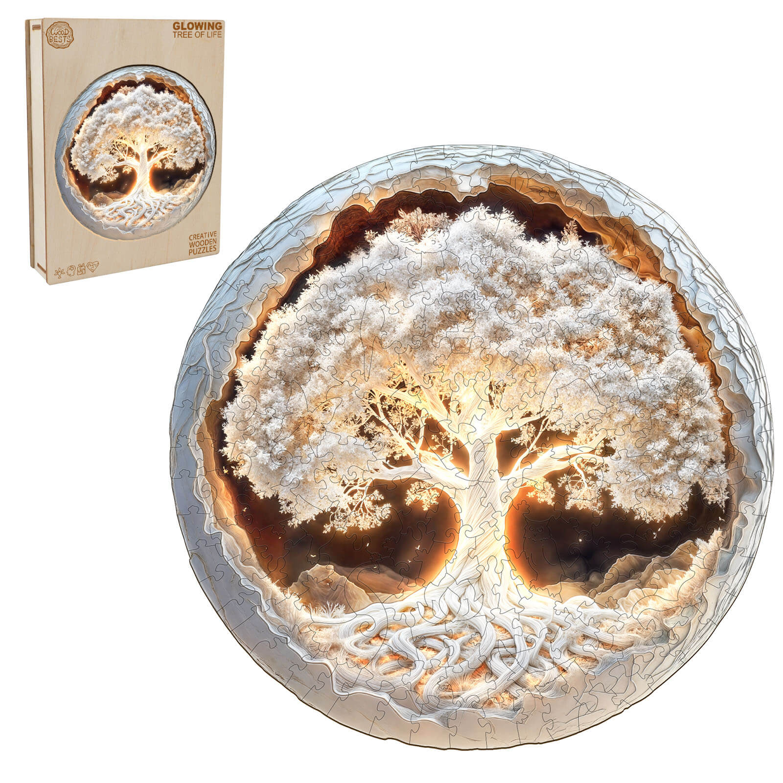 3D Glowing Tree of Life Wooden Jigsaw Puzzle - Image 4