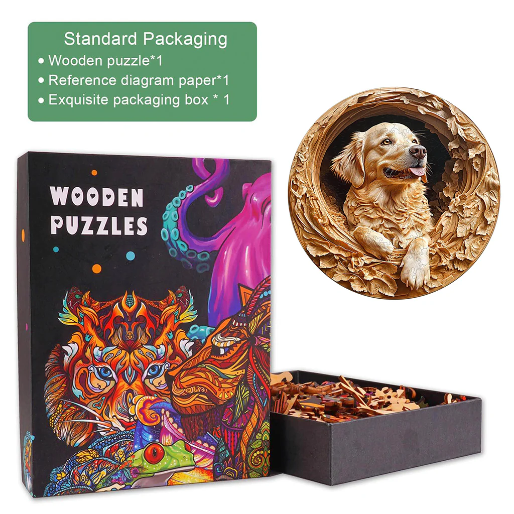 3D Golden Retriever-1 Wooden Jigsaw Puzzle - Image 6