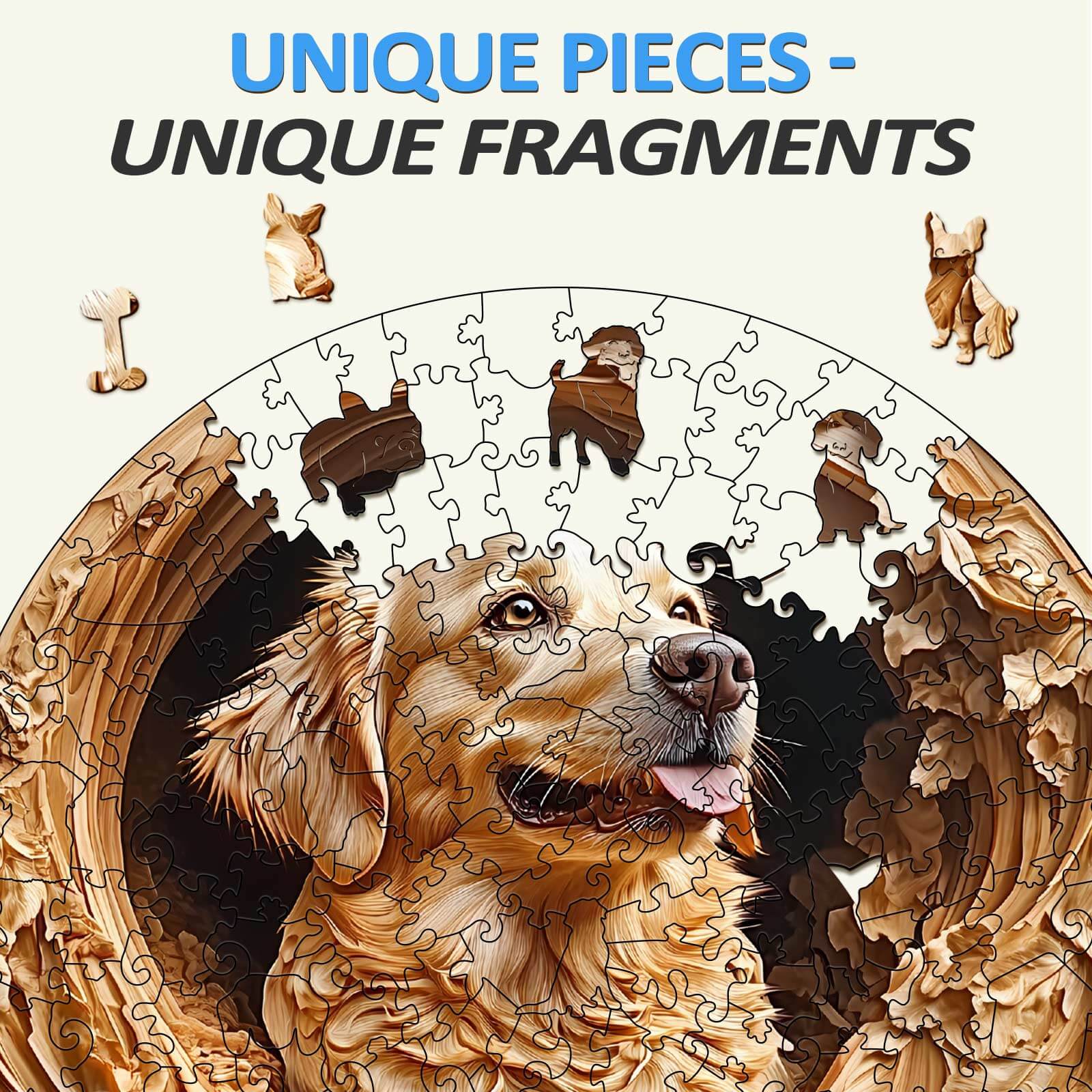 3D Golden Retriever-1 Wooden Jigsaw Puzzle - Image 8