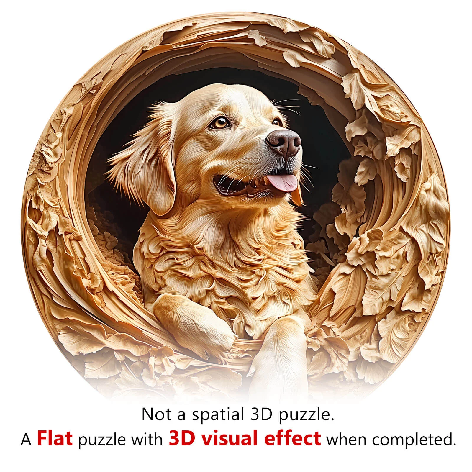 3D Golden Retriever-1 Wooden Jigsaw Puzzle - Image 9