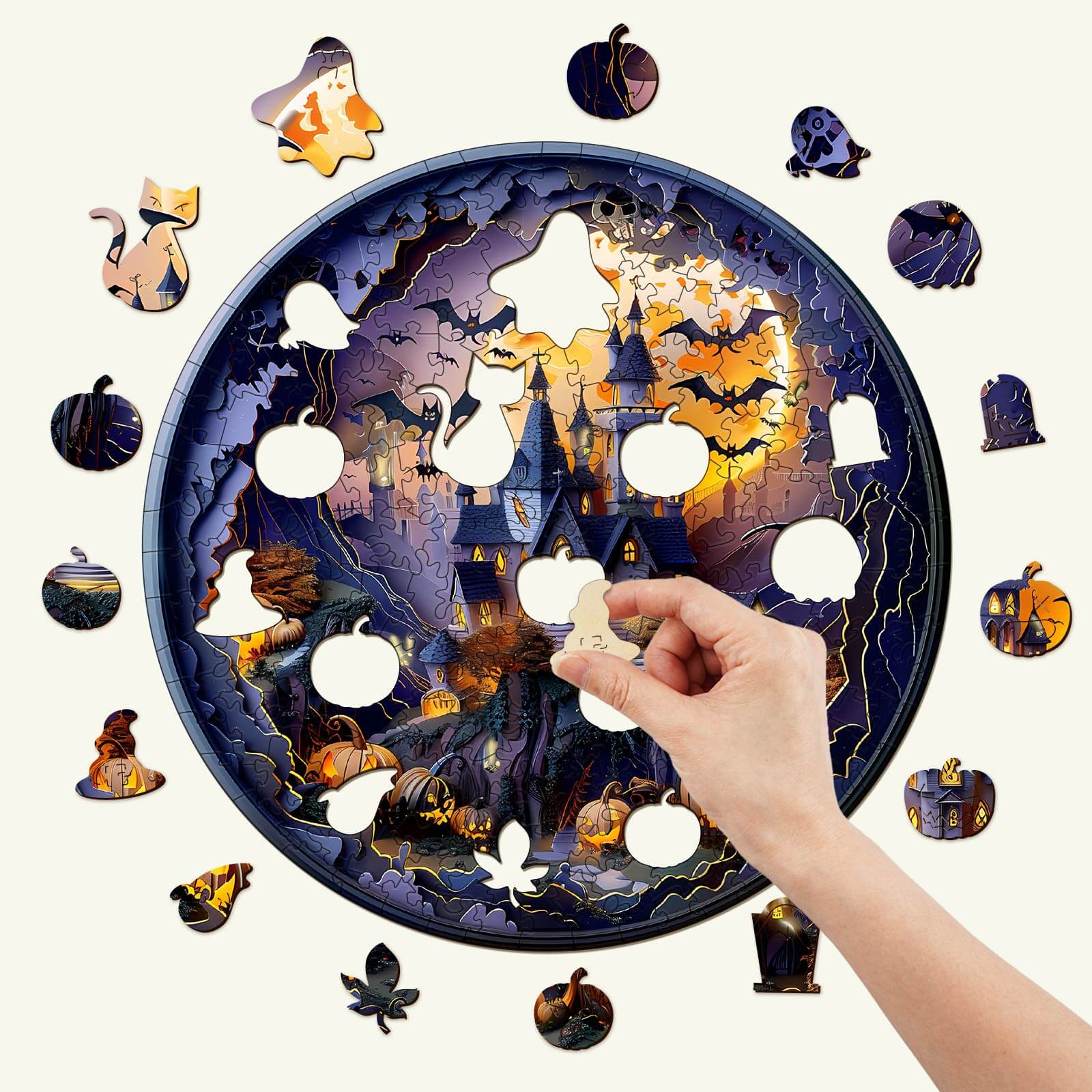 3D Halloween Castle-2 Wooden Jigsaw Puzzle - Image 2