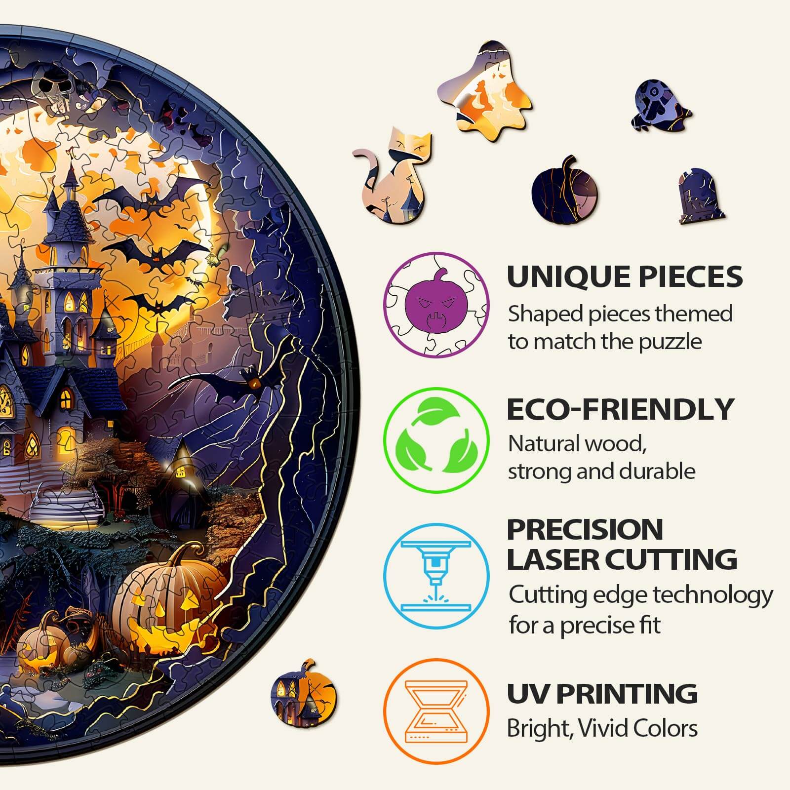 3D Halloween Castle-2 Wooden Jigsaw Puzzle - Image 6