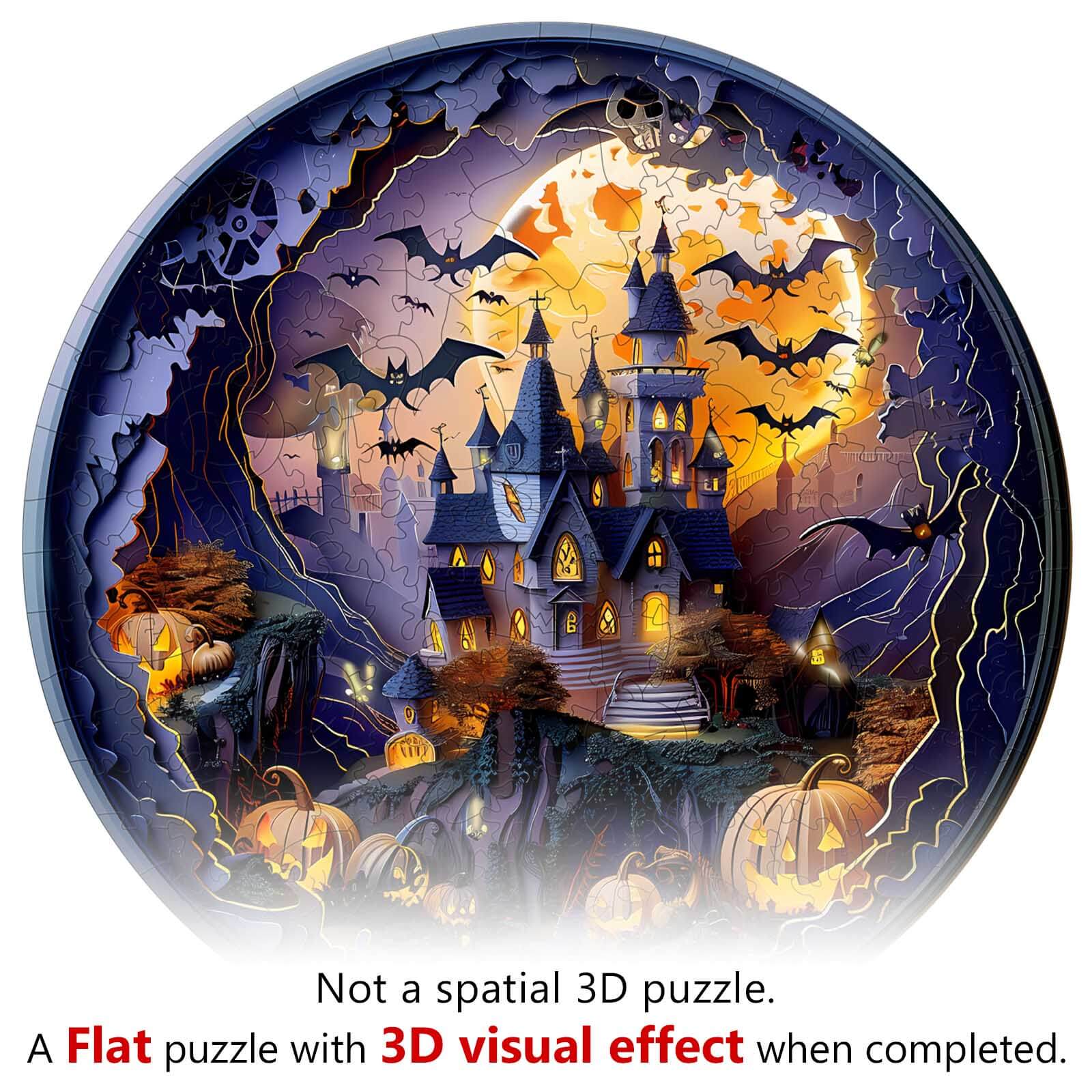 3D Halloween Castle-2 Wooden Jigsaw Puzzle - Image 7