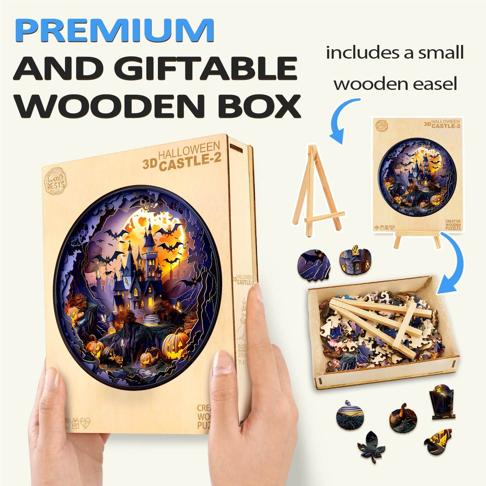 3D Halloween Castle-2 Wooden Jigsaw Puzzle - Image 8