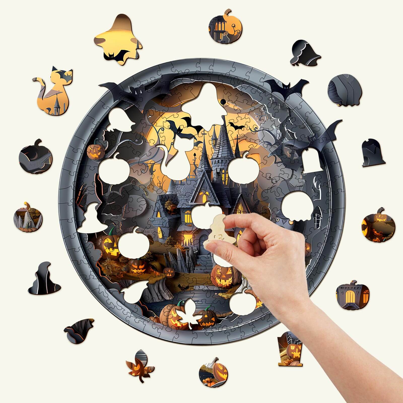 3D Halloween Castle-3 Wooden Jigsaw Puzzle - Image 2