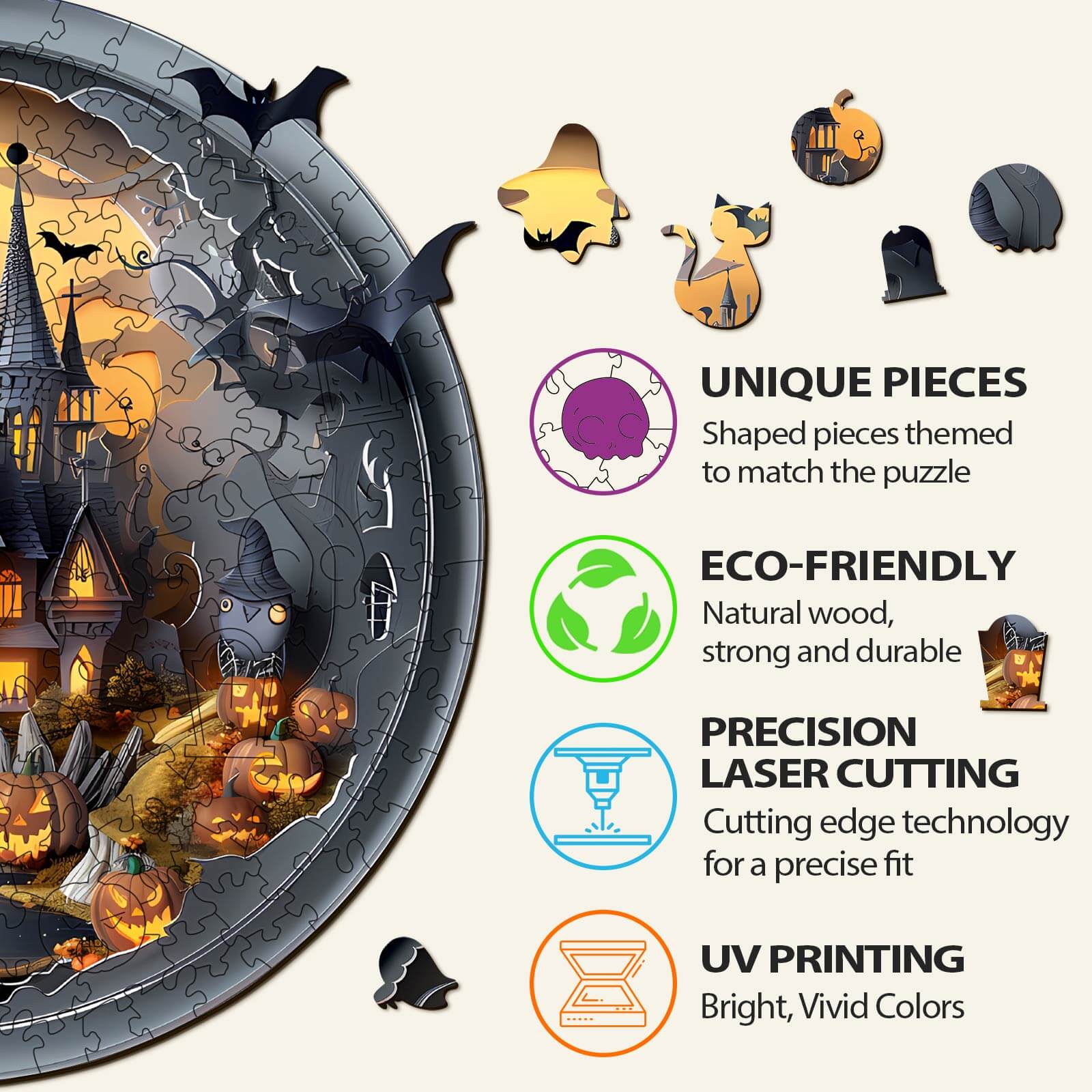 3D Halloween Castle-3 Wooden Jigsaw Puzzle - Image 6