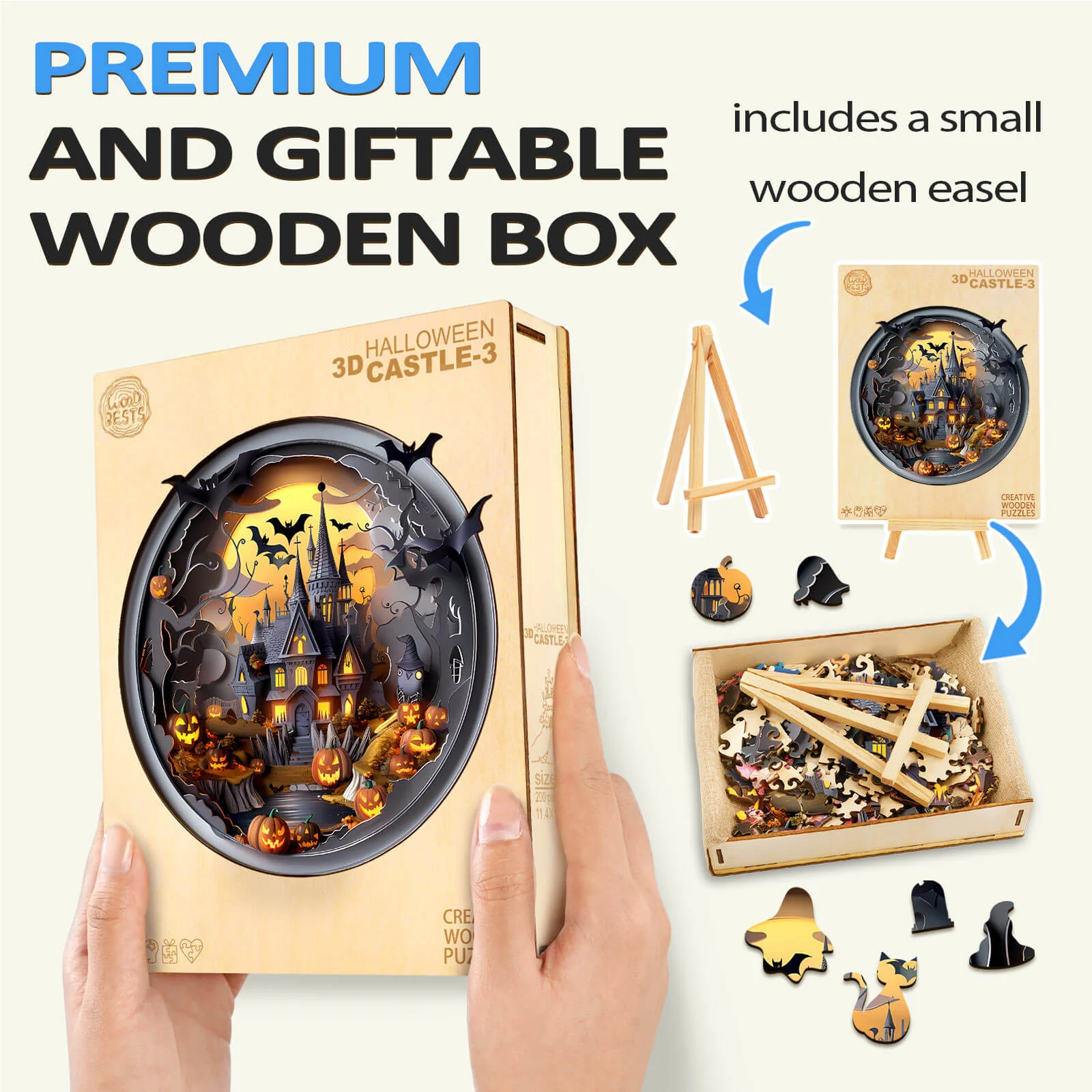 3D Halloween Castle-3 Wooden Jigsaw Puzzle - Image 8