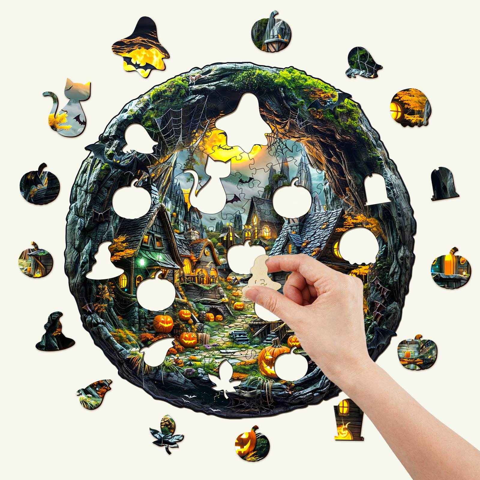 3D Halloween Night Wooden Jigsaw Puzzle - Image 3