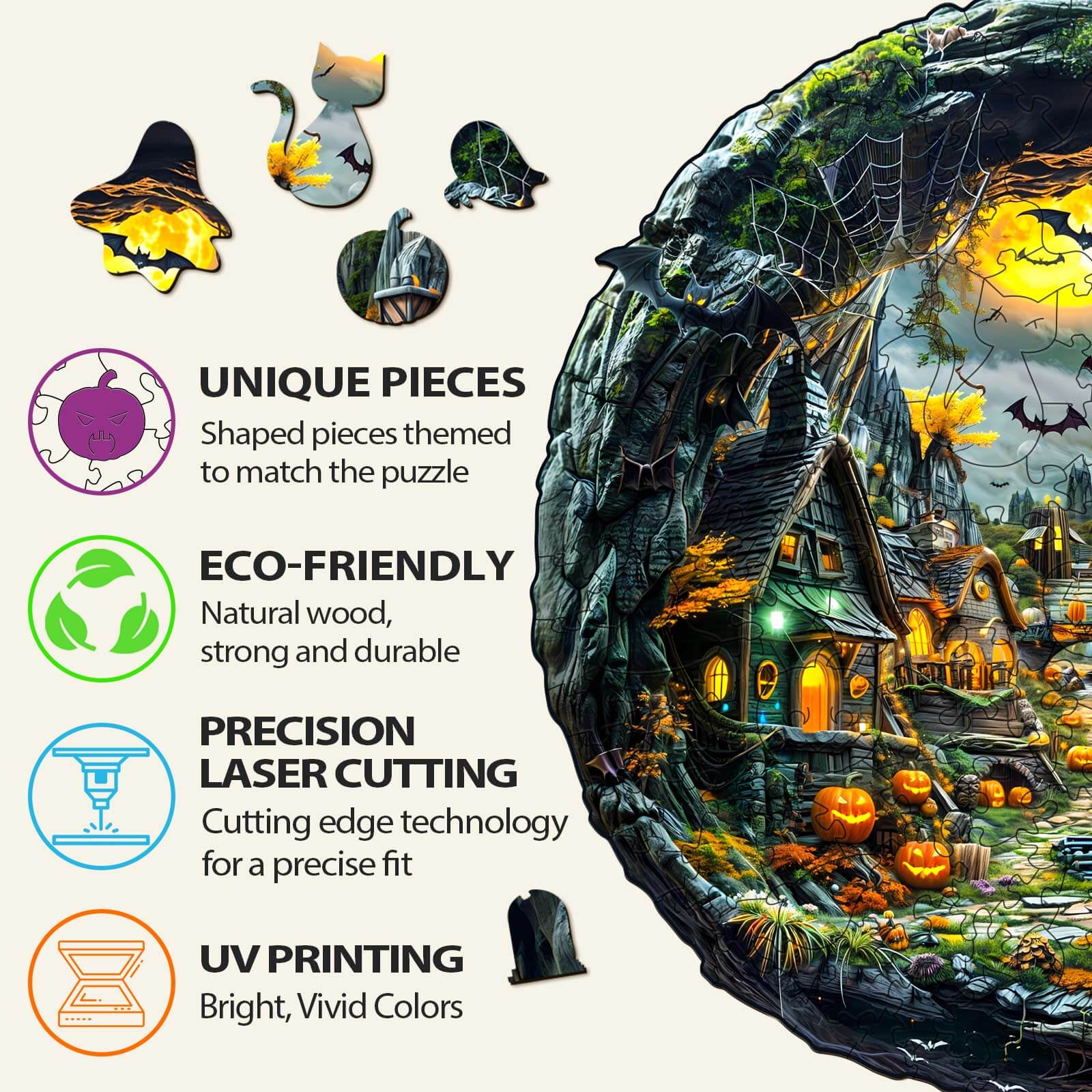 3D Halloween Night Wooden Jigsaw Puzzle - Image 5