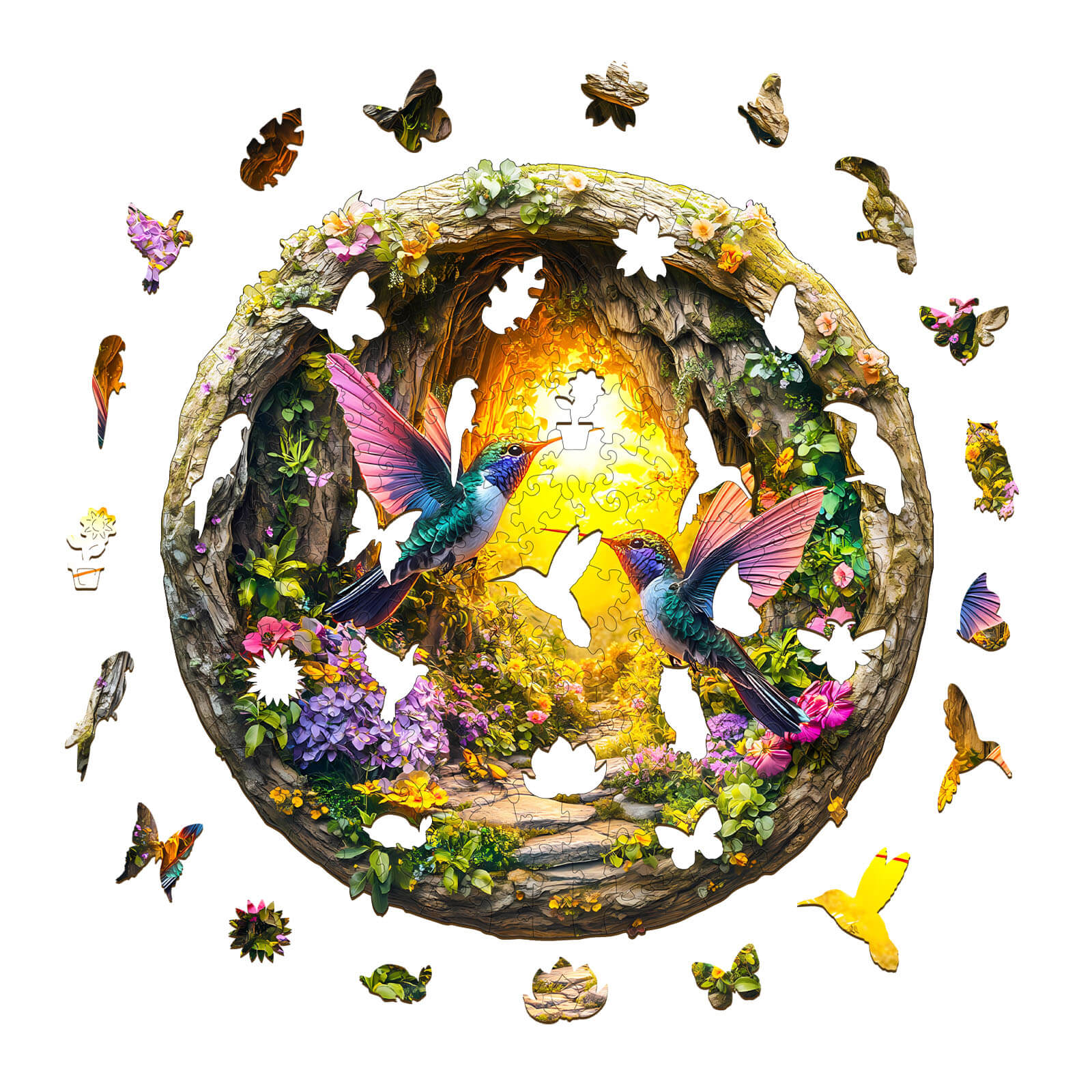 3D Hummingbird in the Cave-1 Hummingbird Wooden Jigsaw Puzzle - Image 2