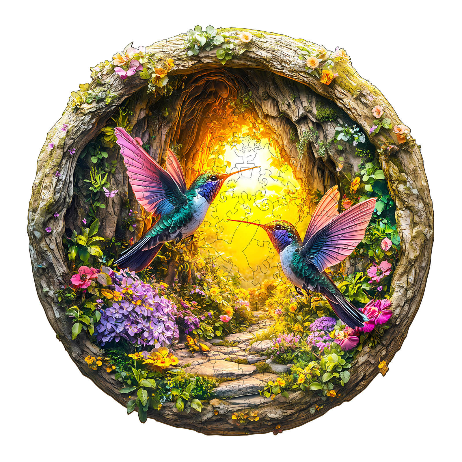3D Hummingbird in the Cave-1 Hummingbird Wooden Jigsaw Puzzle - Image 3