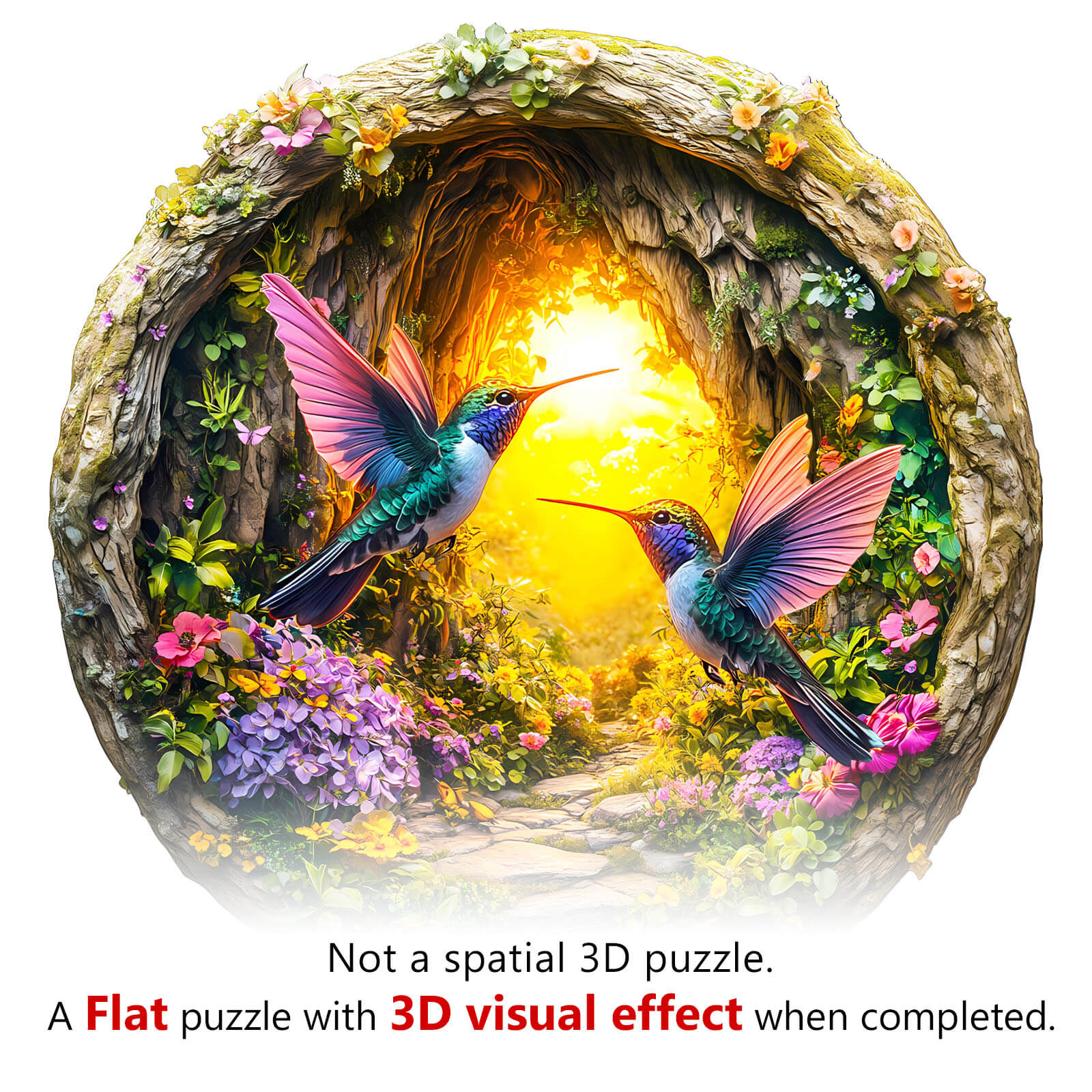 3D Hummingbird in the Cave-1 Hummingbird Wooden Jigsaw Puzzle - Image 7