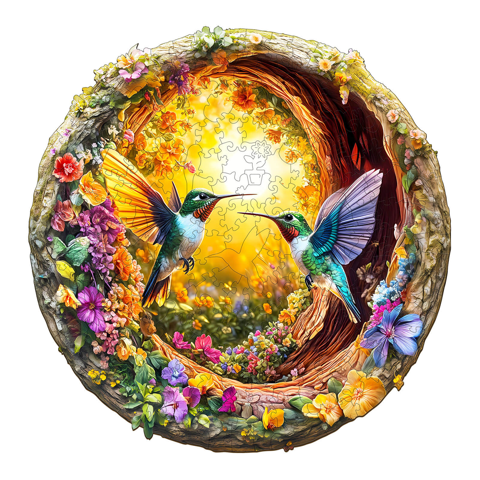 3D Hummingbird in the Cave-2 Hummingbird Wooden Jigsaw Puzzle - Image 3