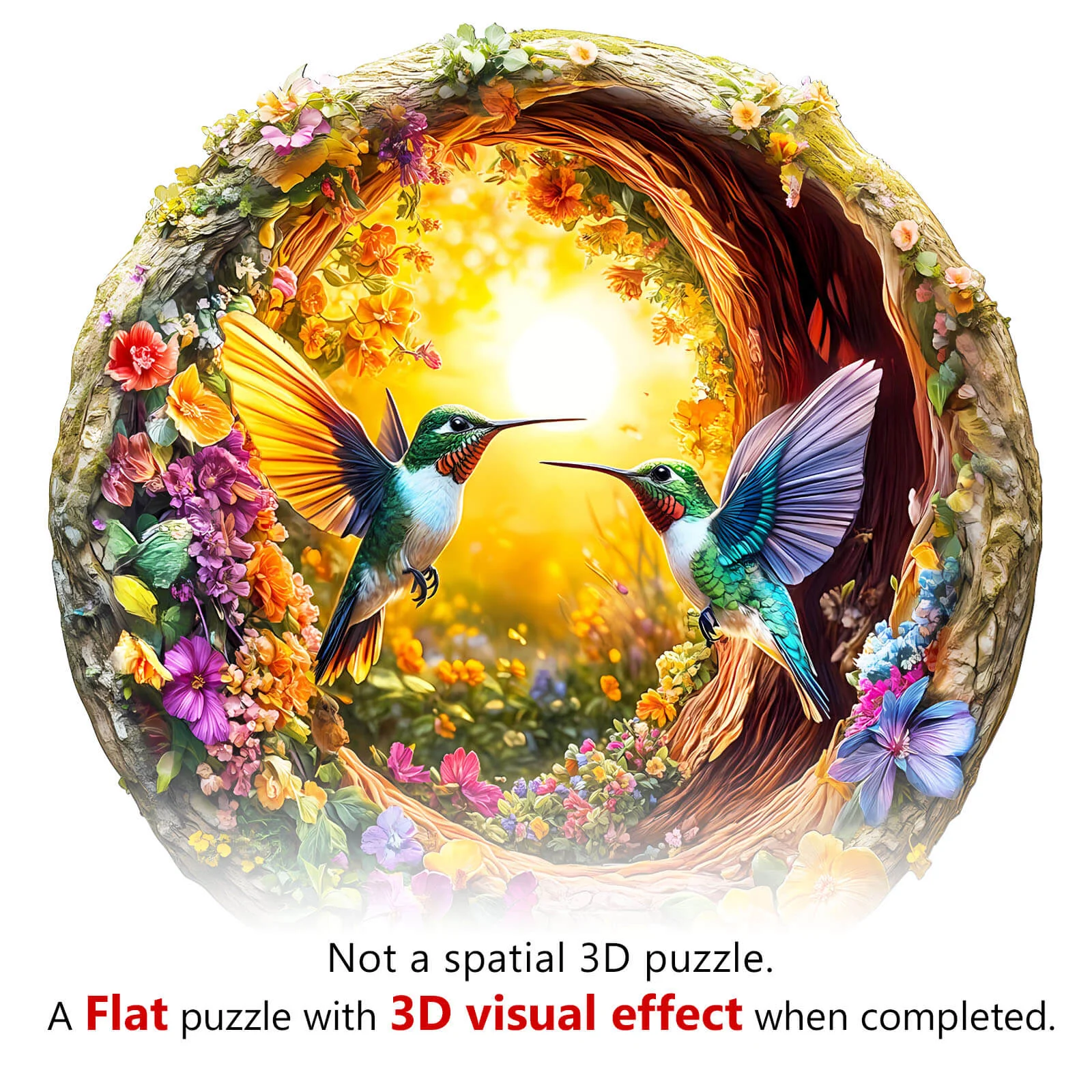 3D Hummingbird in the Cave-2 Hummingbird Wooden Jigsaw Puzzle - Image 7