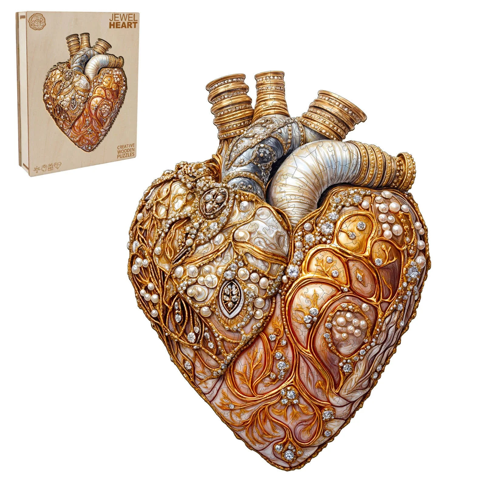 3D Jewel Heart Wooden Jigsaw Puzzle - Image 4