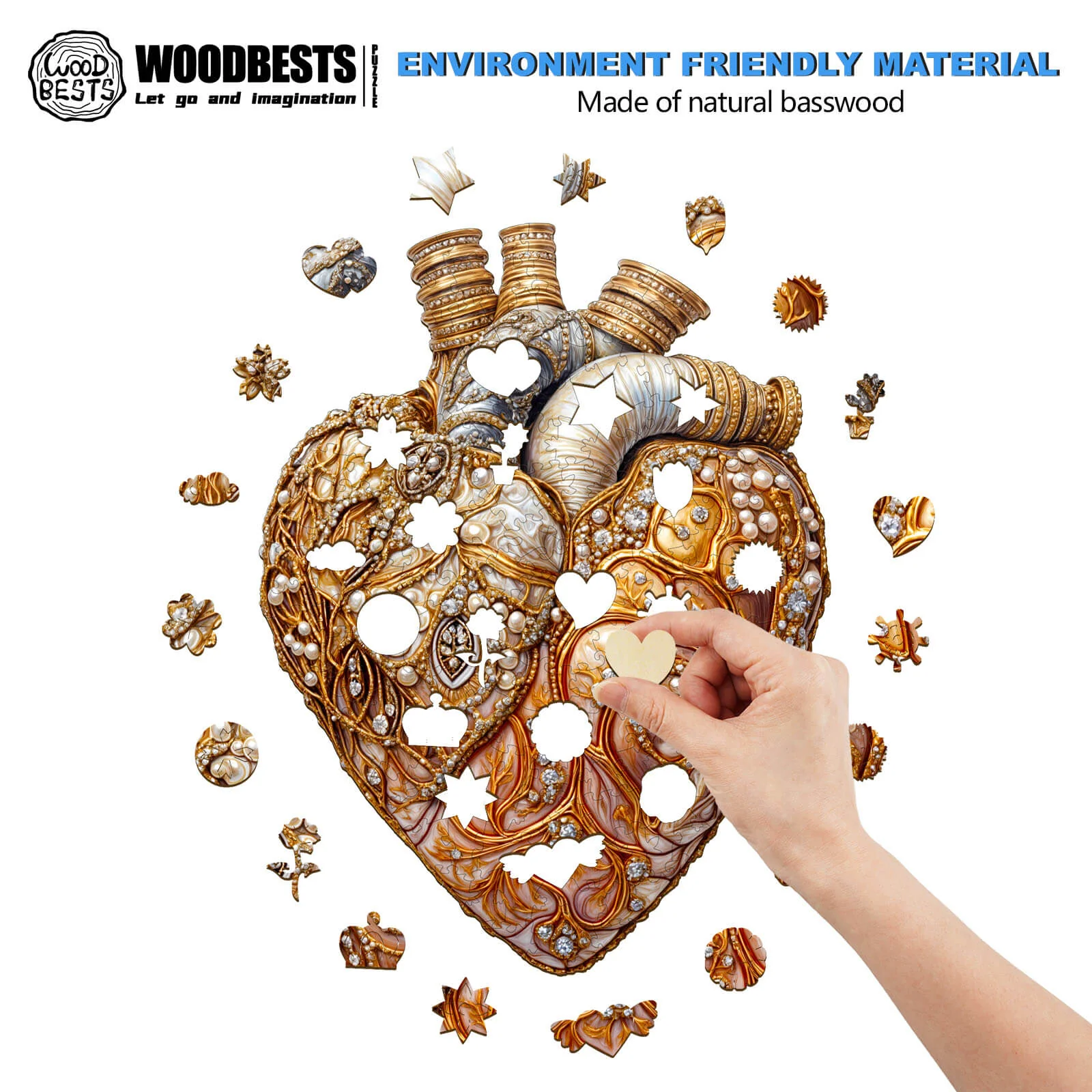 3D Jewel Heart Wooden Jigsaw Puzzle - Image 5