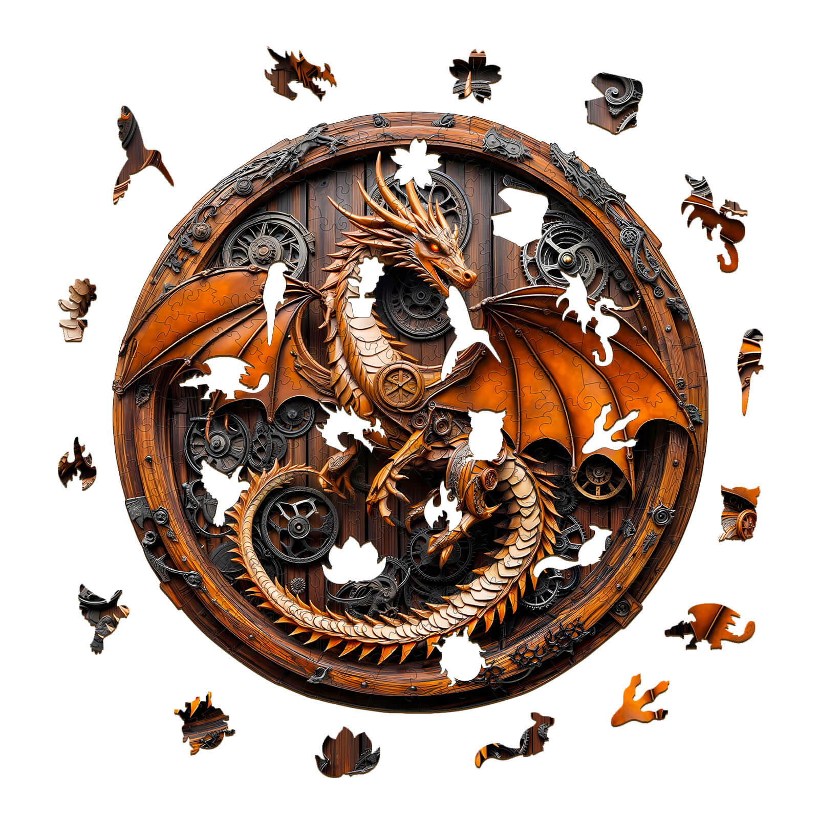 3D Mechanical Dragon-1 Wooden Jigsaw Puzzle - Image 3