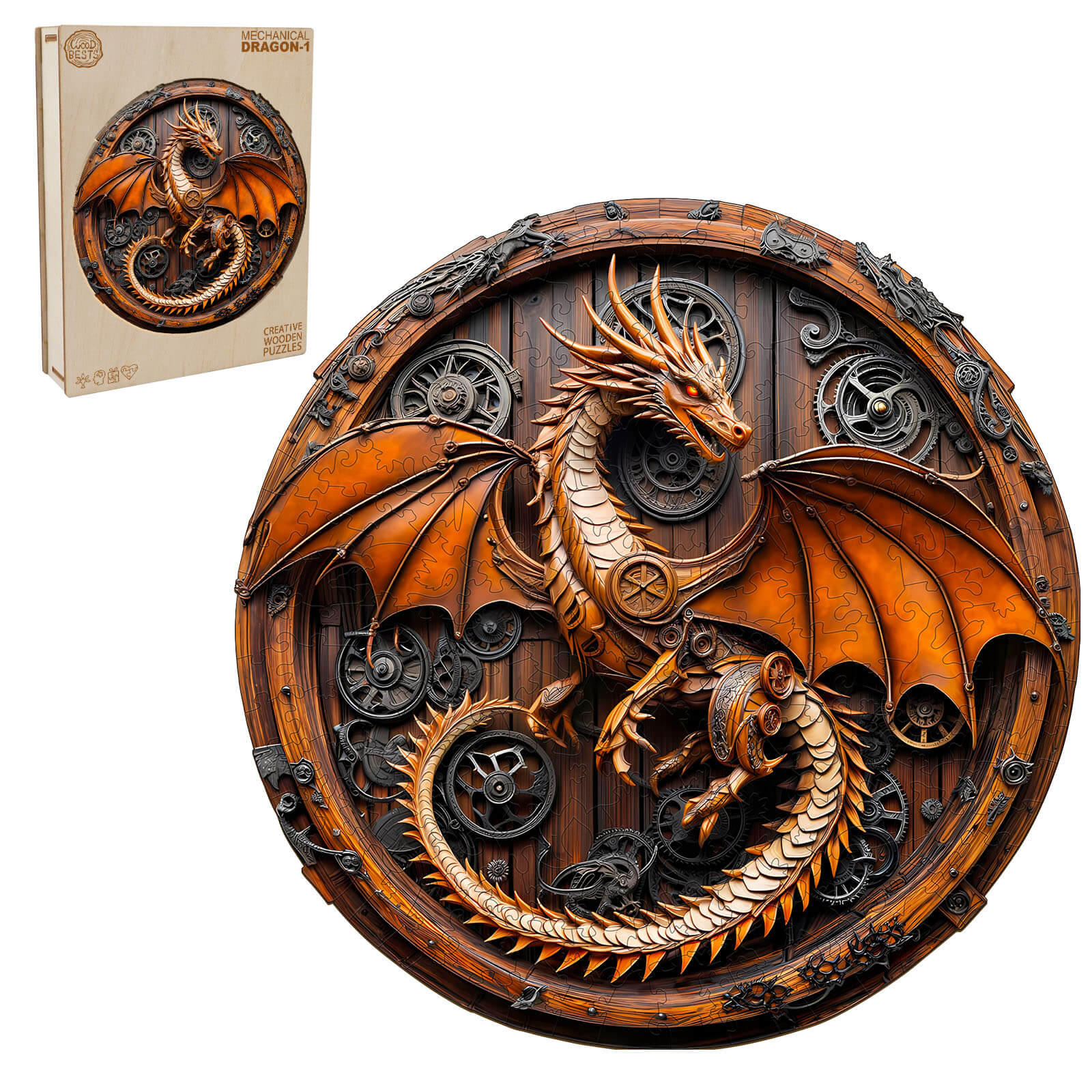 3D Mechanical Dragon-1 Wooden Jigsaw Puzzle - Image 4