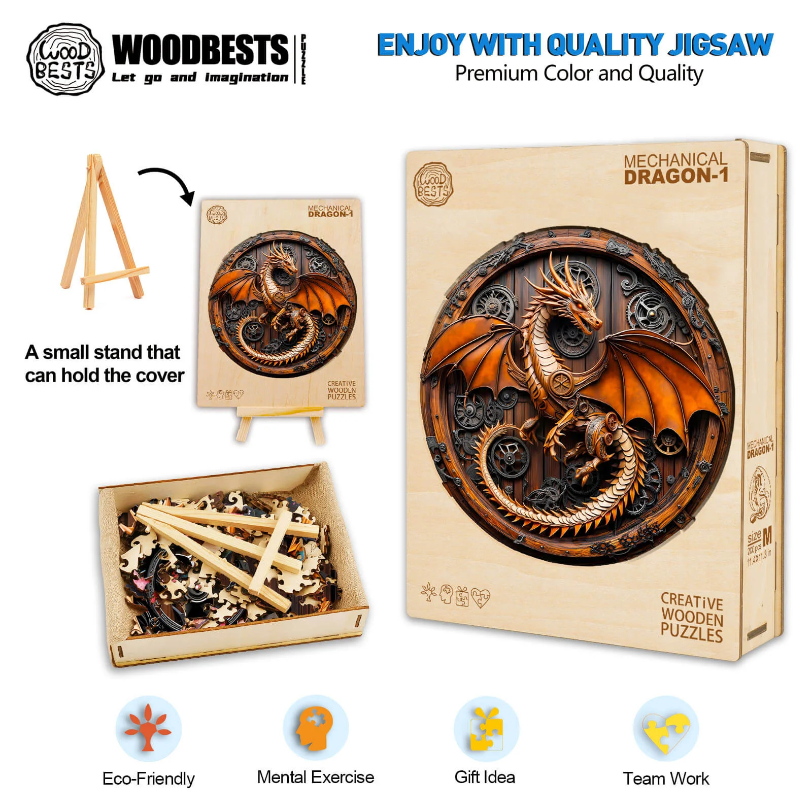 3D Mechanical Dragon-1 Wooden Jigsaw Puzzle - Image 7