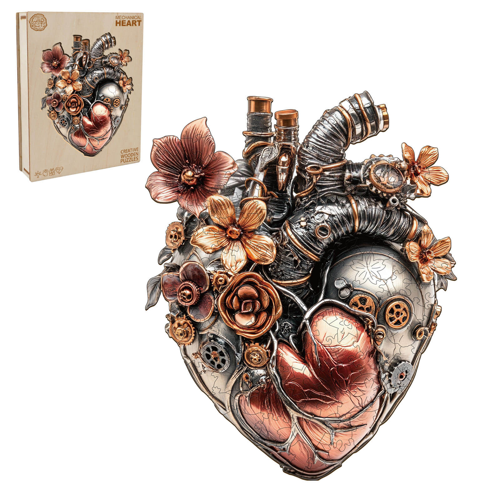 3D Mechanical Heart Wooden Jigsaw Puzzle - Image 4
