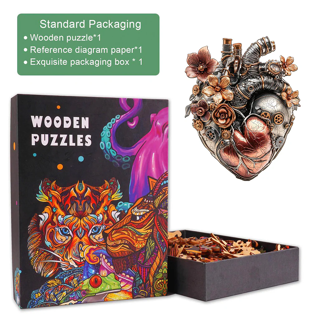 3D Mechanical Heart Wooden Jigsaw Puzzle - Image 6