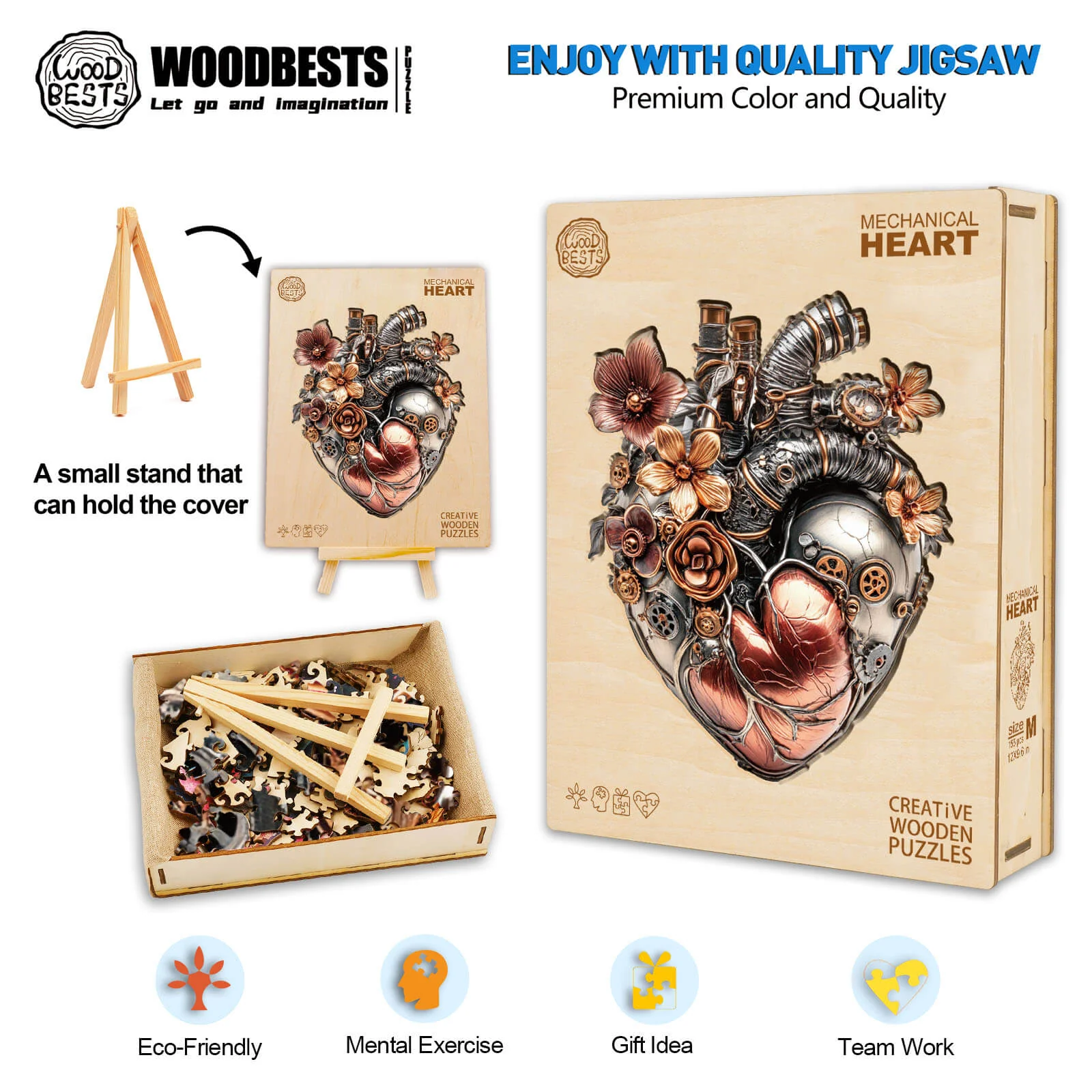 3D Mechanical Heart Wooden Jigsaw Puzzle - Image 7