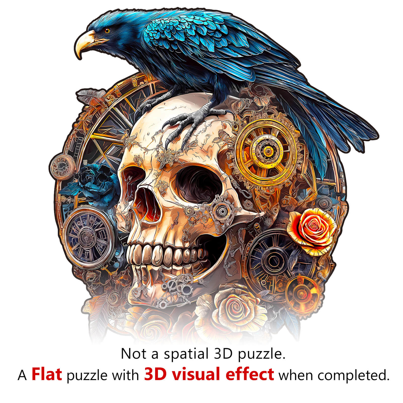 3D Mechanical Skull & Raven Wooden Jigsaw Puzzle - Image 8