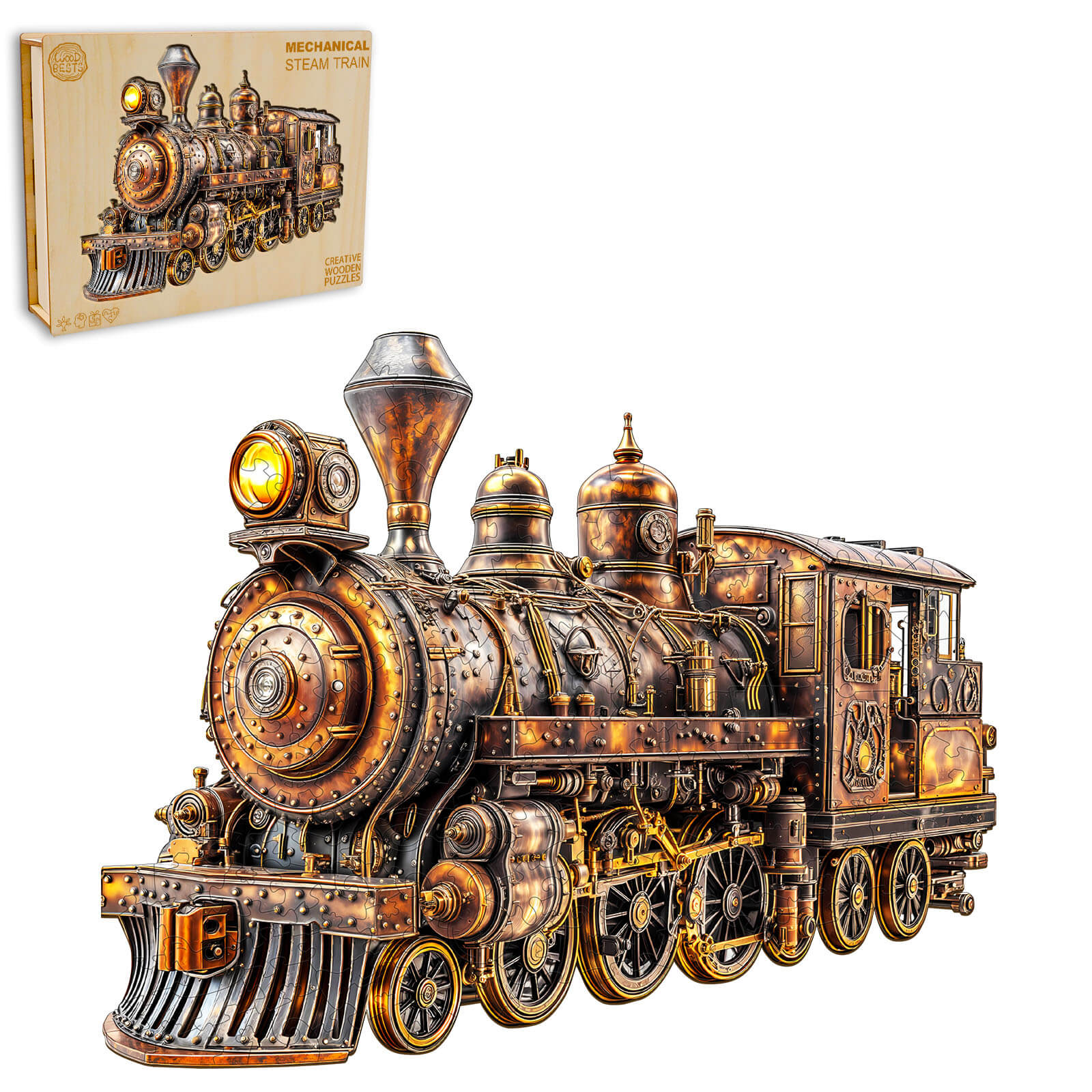 3D Mechanical Steam Train Wooden Jigsaw Puzzle - Image 4