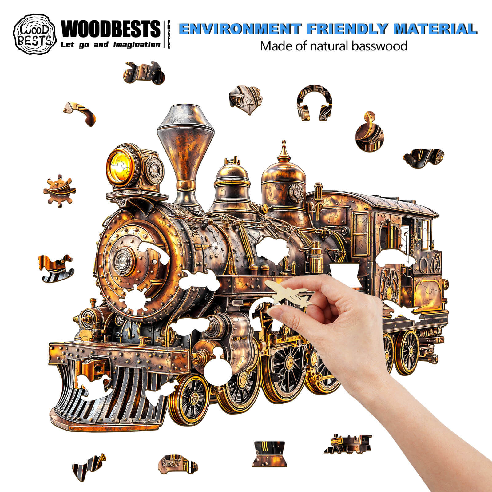 3D Mechanical Steam Train Wooden Jigsaw Puzzle - Image 5