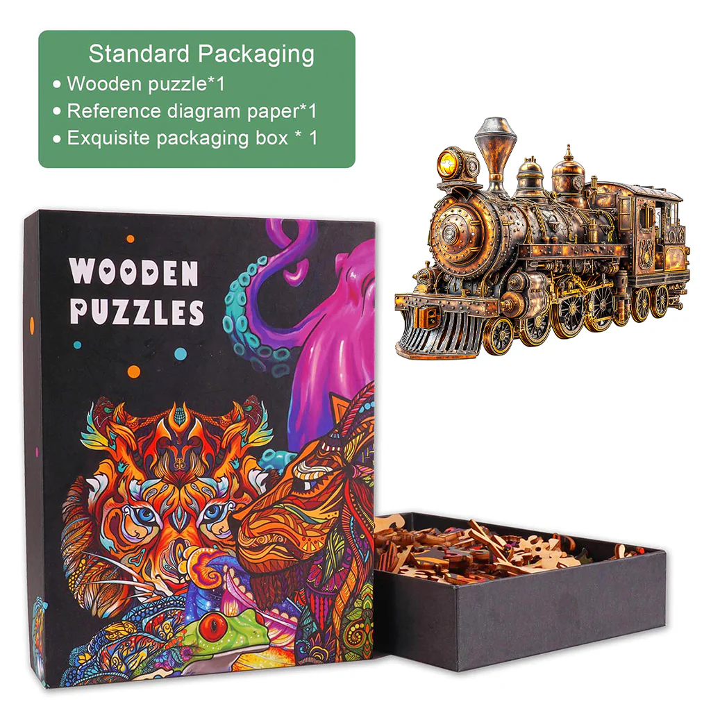 3D Mechanical Steam Train Wooden Jigsaw Puzzle - Image 6