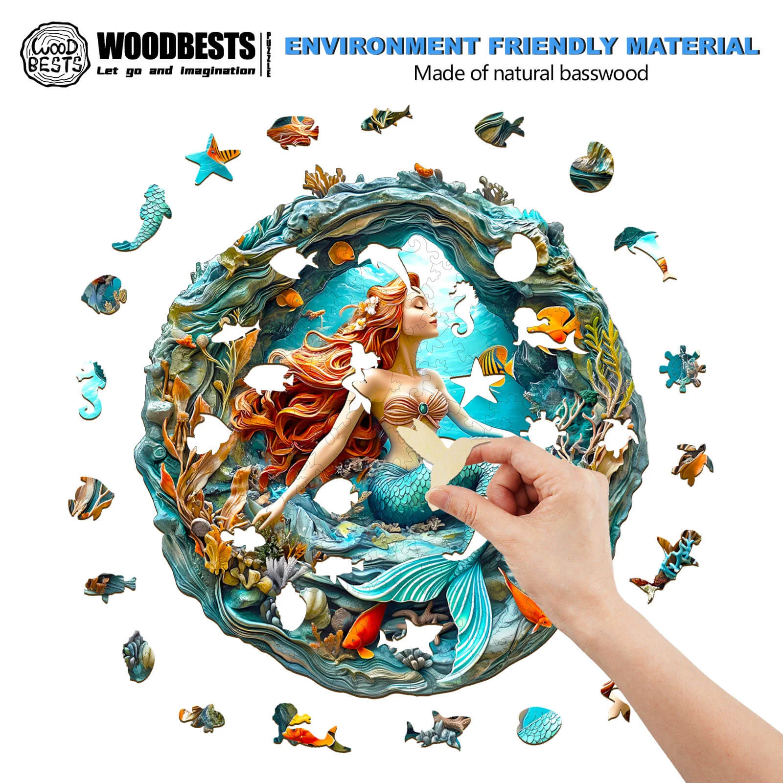 3D Mermaid's Secret Cave Wooden Jigsaw Puzzle - Image 5