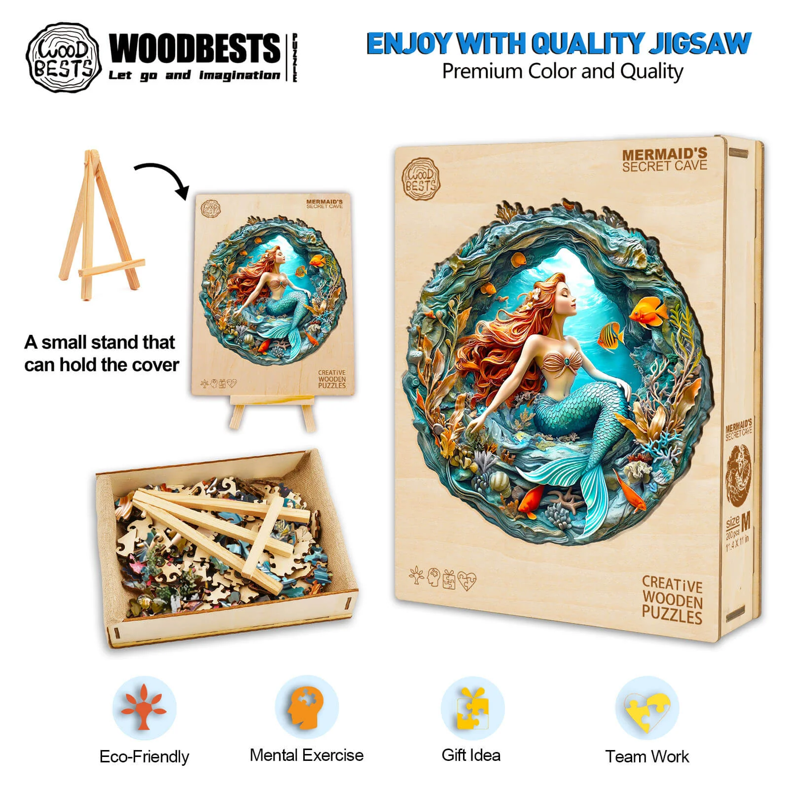 3D Mermaid's Secret Cave Wooden Jigsaw Puzzle - Image 7