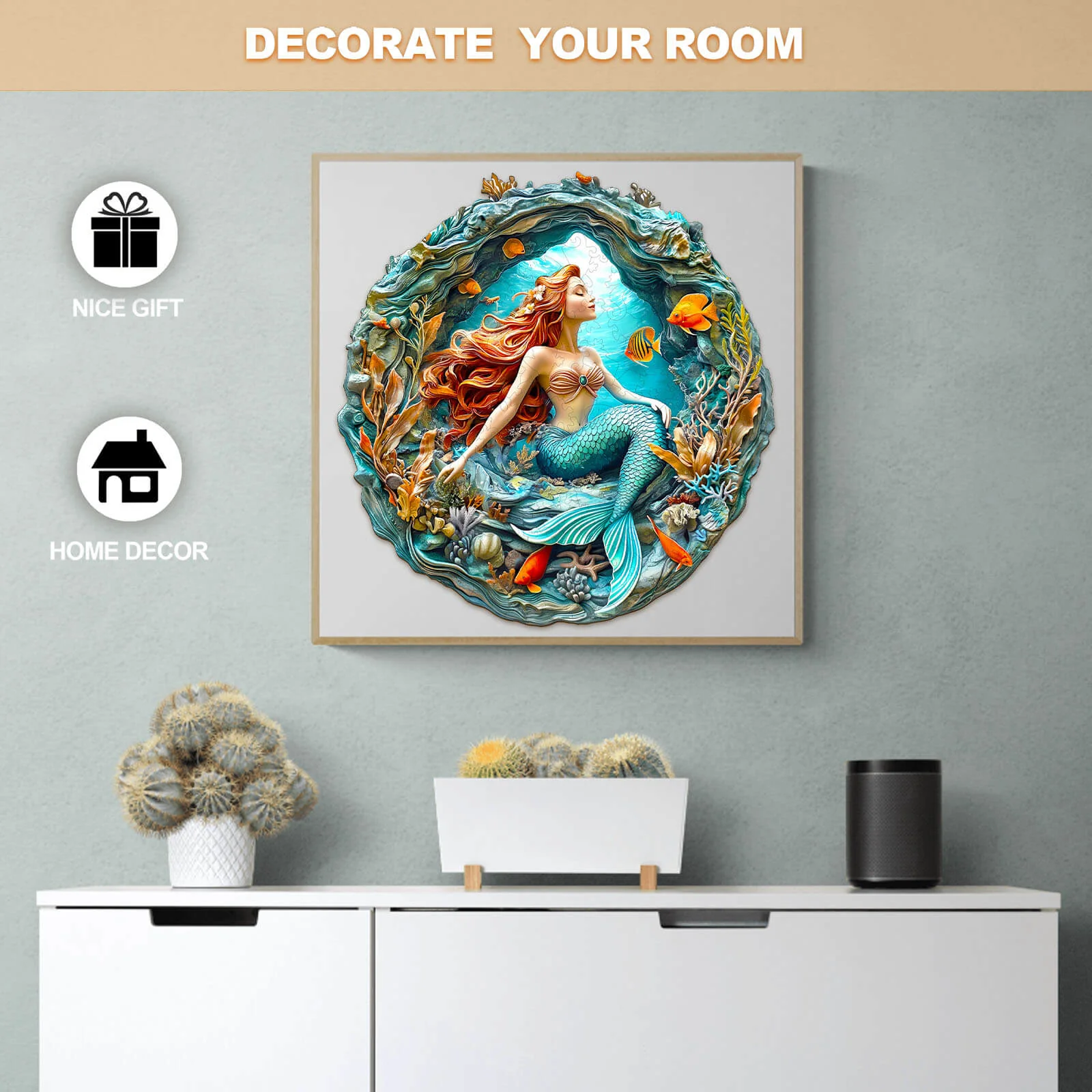 3D Mermaid's Secret Cave Wooden Jigsaw Puzzle - Image 9