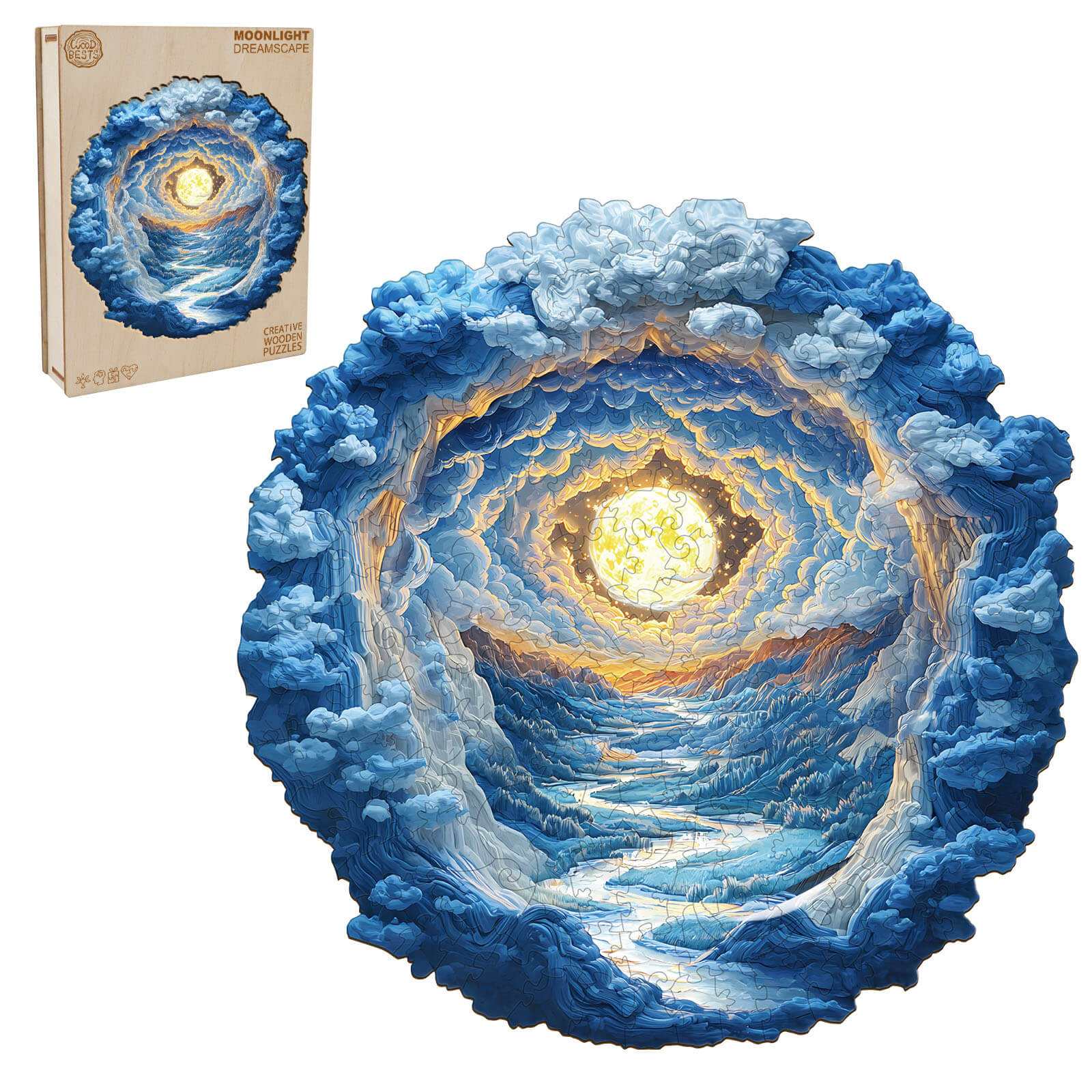 3D Moonlight Dreamscape Wooden Jigsaw Puzzle - Image 4