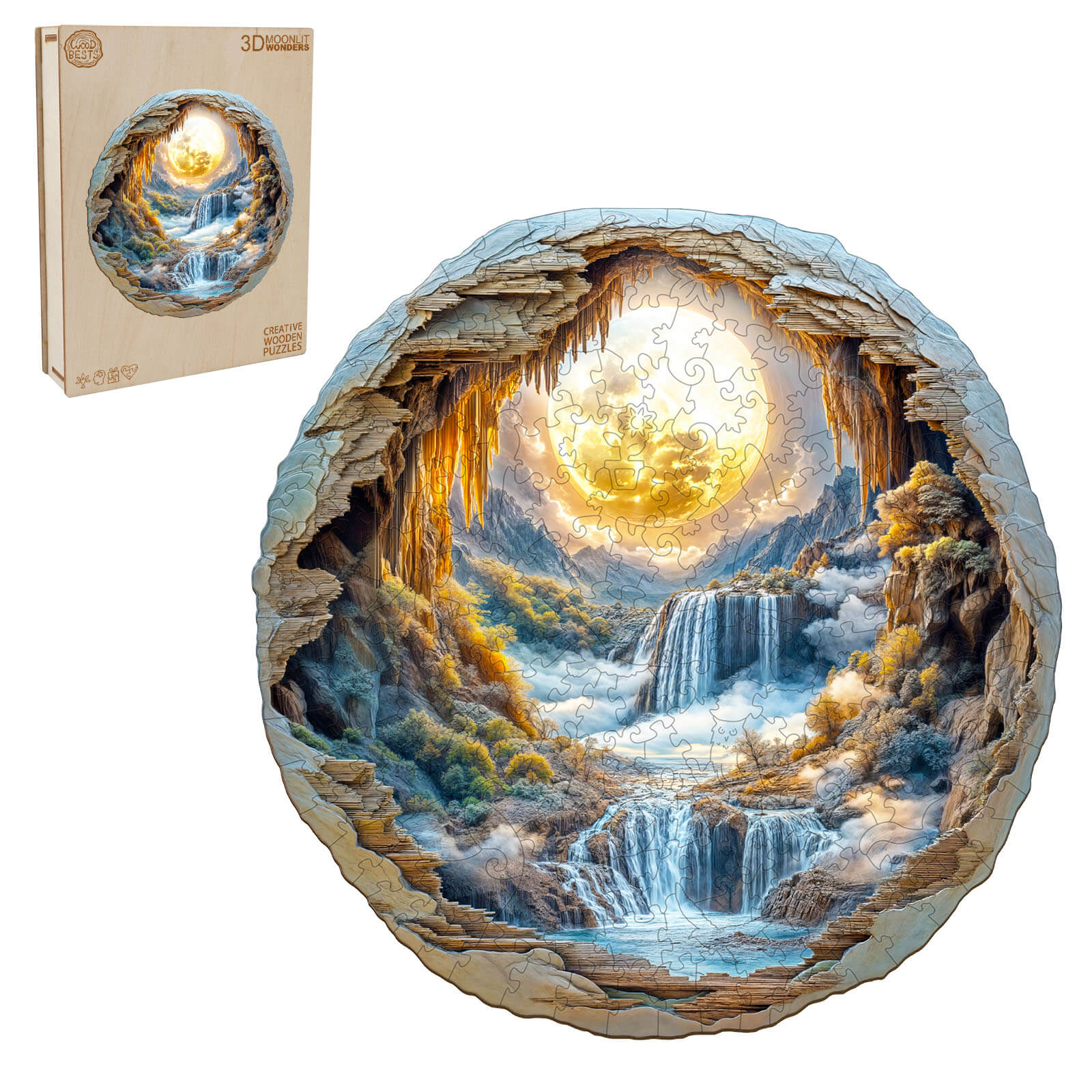 3D Moonlit Wonders Wooden Jigsaw Puzzle - Image 4