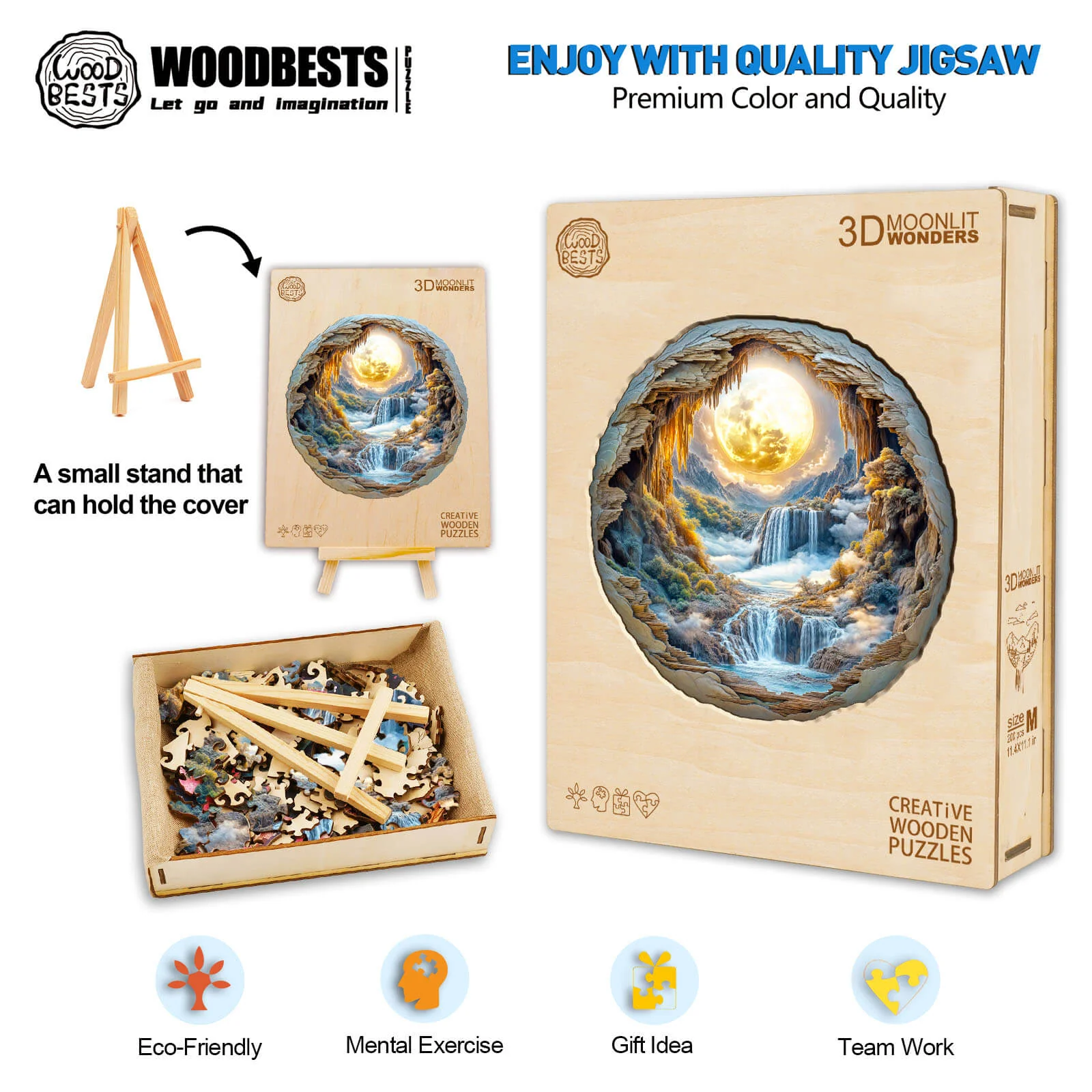 3D Moonlit Wonders Wooden Jigsaw Puzzle - Image 6