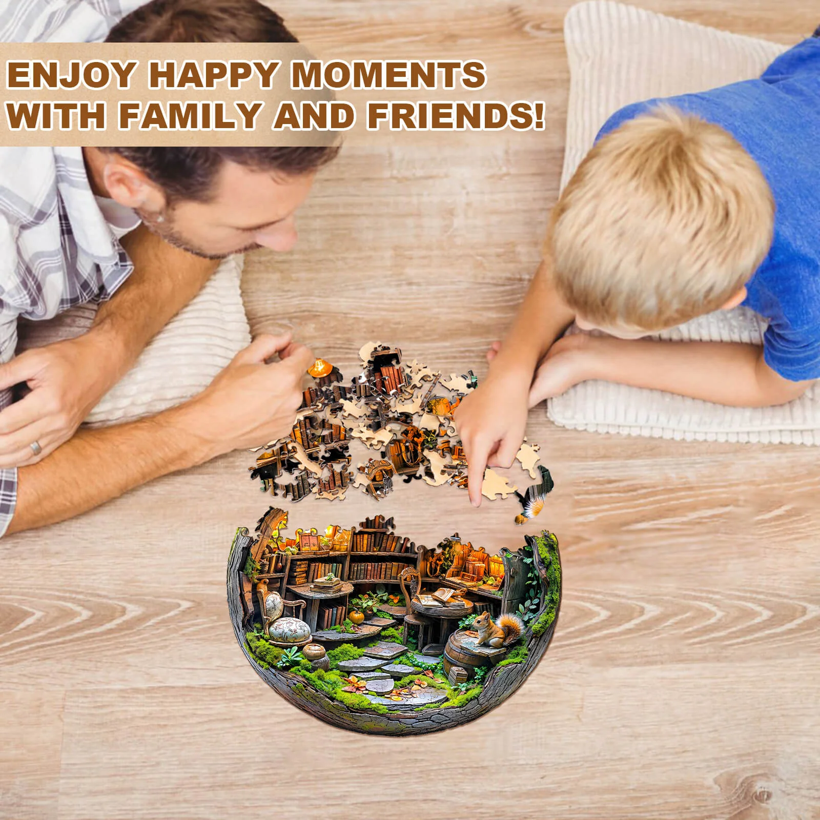 3D Mossy Library Wooden Jigsaw Puzzle - Image 10