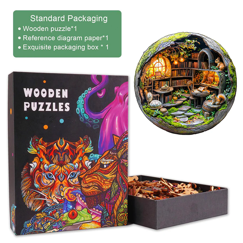 3D Mossy Library Wooden Jigsaw Puzzle - Image 6