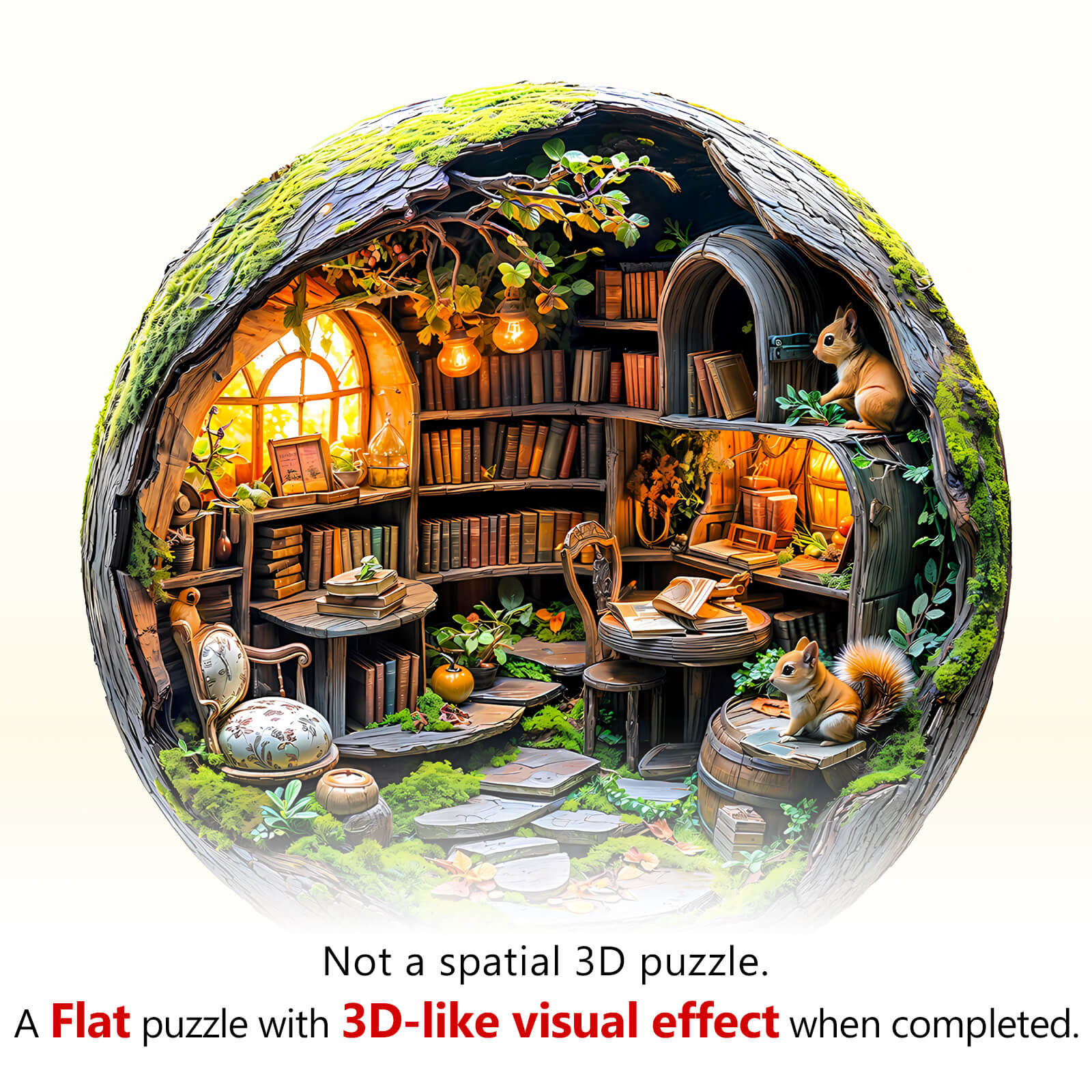 3D Mossy Library Wooden Jigsaw Puzzle - Image 8