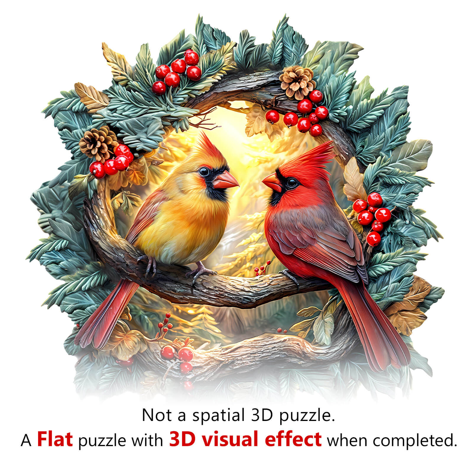 3D Northern Cardinal Wooden Jigsaw Puzzle - Image 7