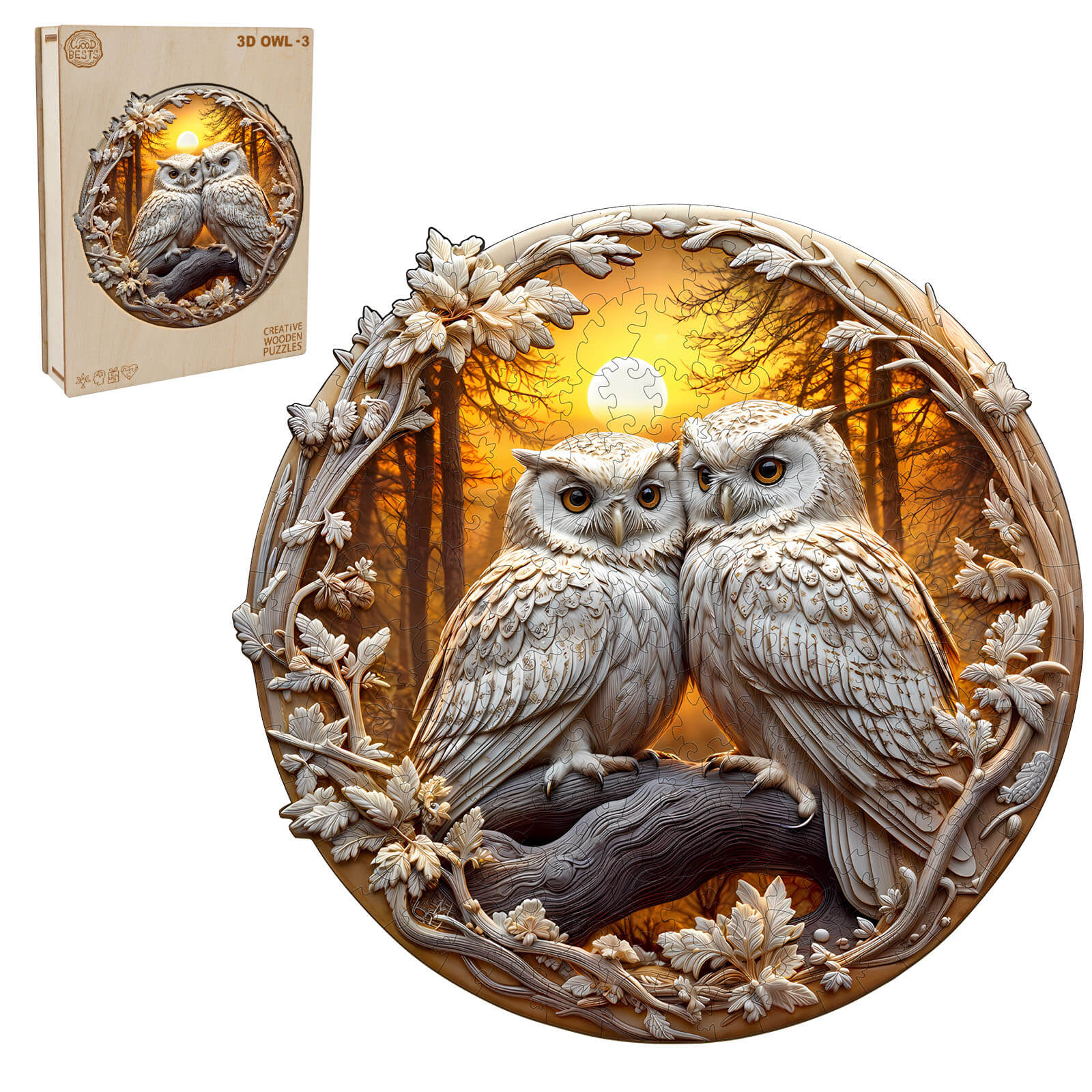 3D Owl-3 Wooden Jigsaw Puzzle - Image 4