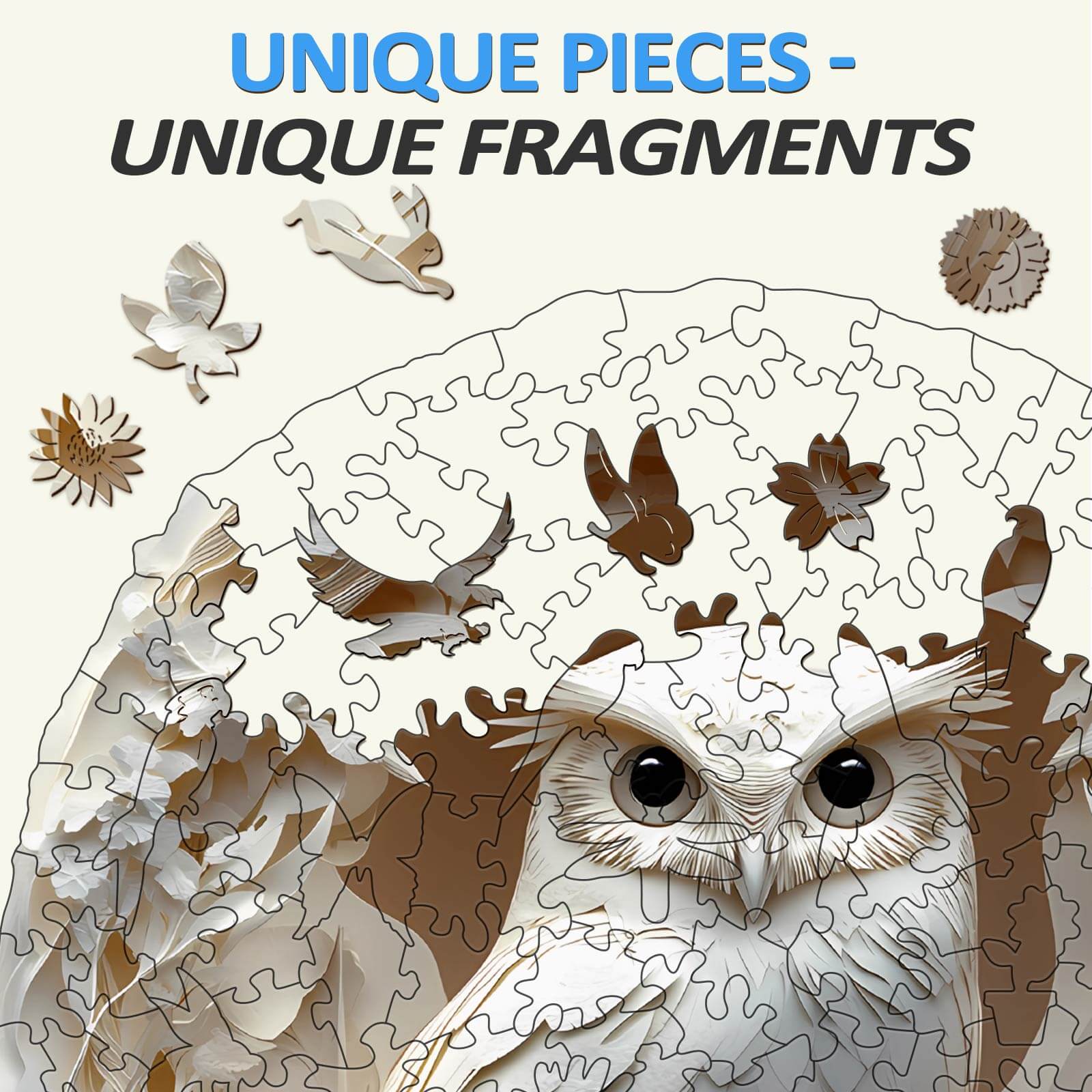3D Paper Carved Owl Wooden Jigsaw Puzzle - Image 4