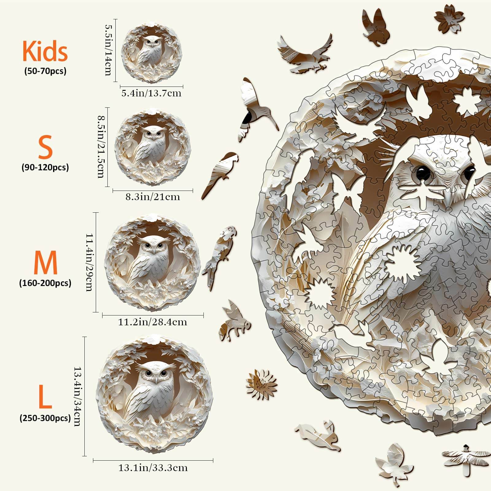 3D Paper Carved Owl Wooden Jigsaw Puzzle - Image 5