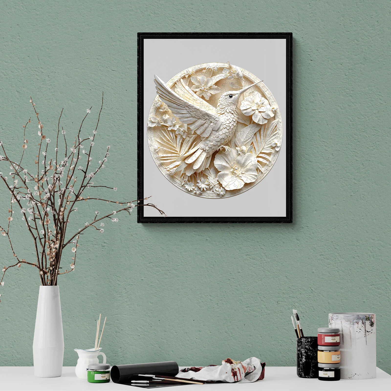 3D Paper Hummingbird-2 Wooden Jigsaw Puzzle - Image 11