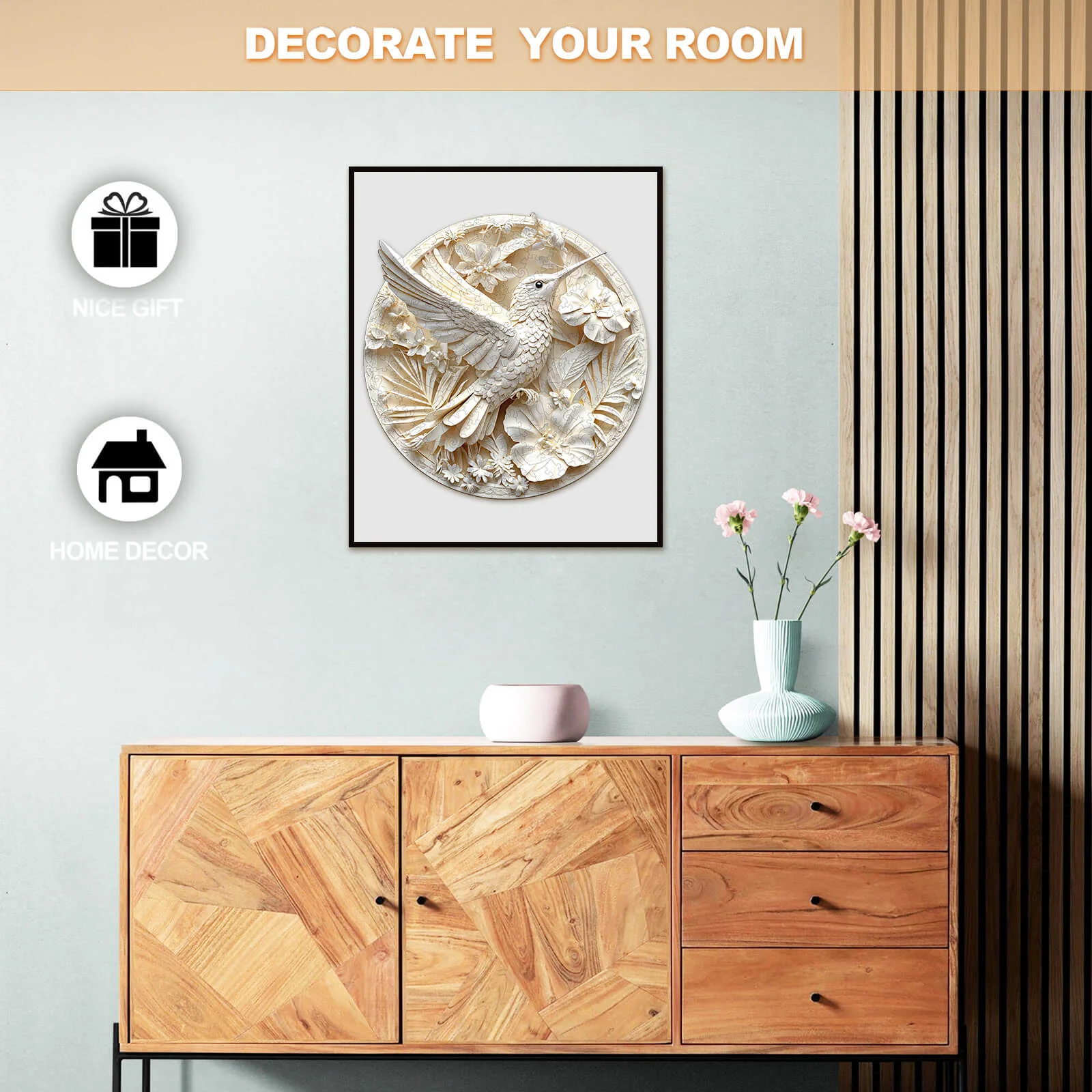 3D Paper Hummingbird-2 Wooden Jigsaw Puzzle - Image 9