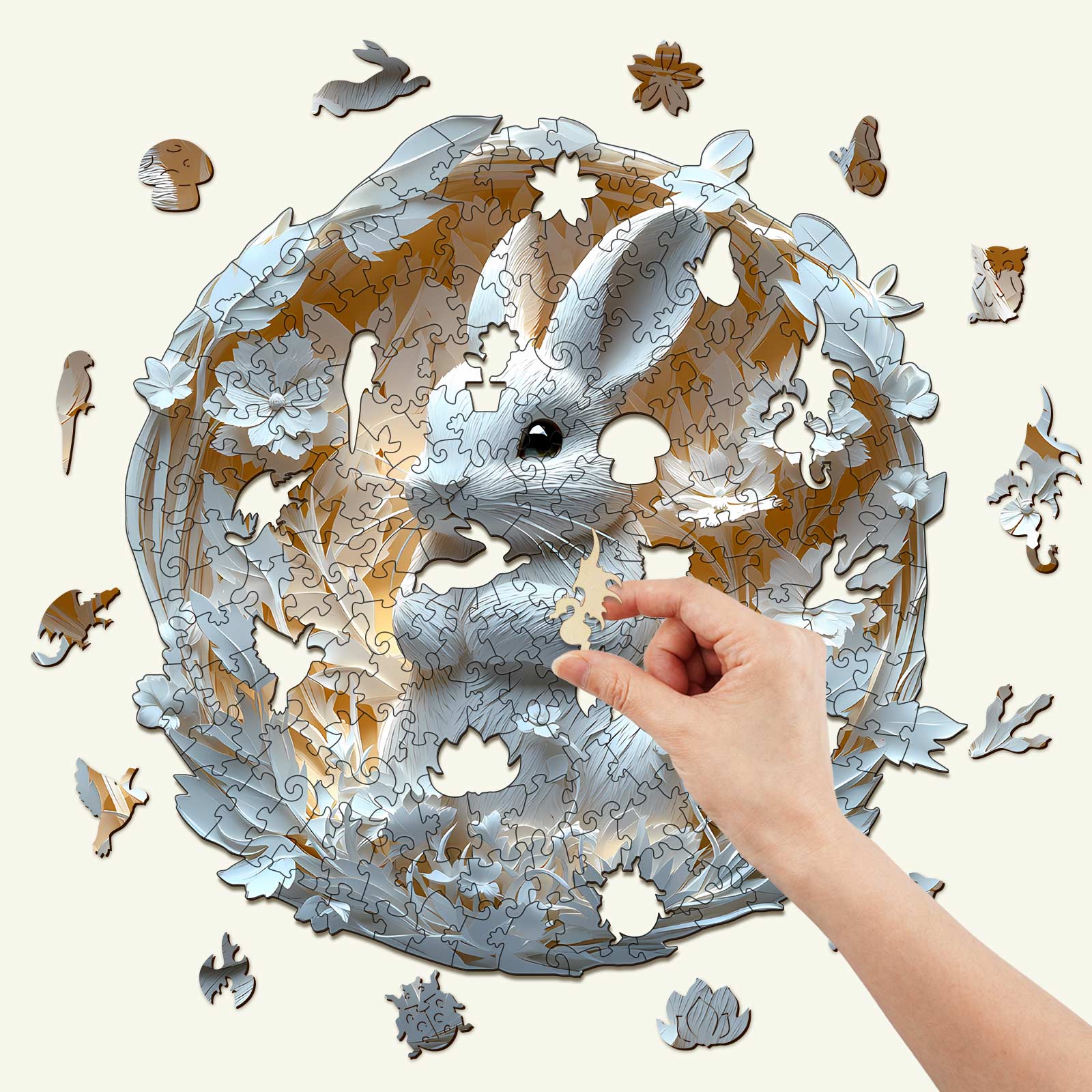 3D Paper Rabbit Wooden Jigsaw Puzzle - Image 2